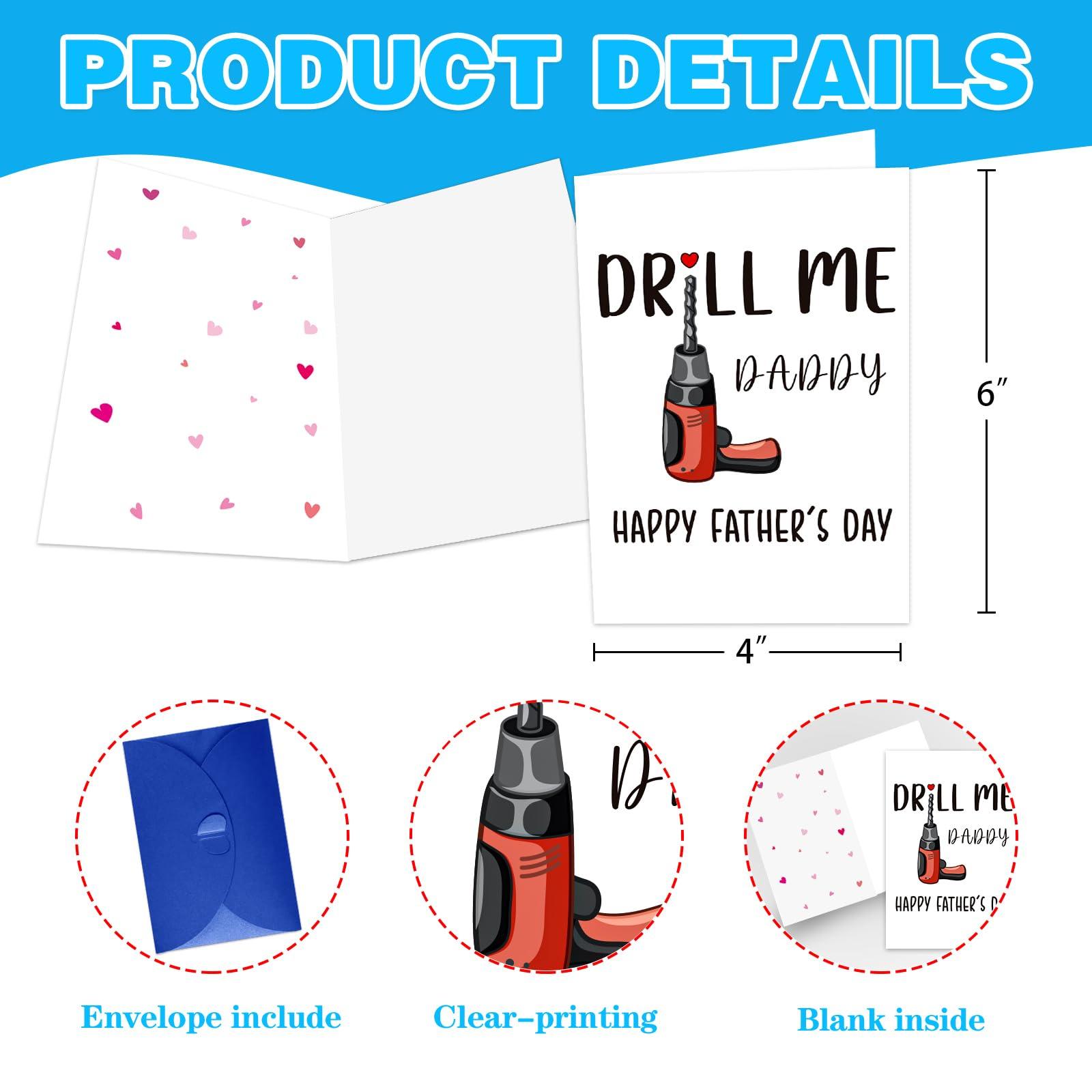 JUESMOS Funny Fathers Day Card for Husband Boyfriend Him Drill Me Daddy Sexy Naughty Fathers Day Card for Husband Boyfriend Fiance from Spouse Wife - DILF Daddy - Naughty Kinky Handy Man Gift - Image 3
