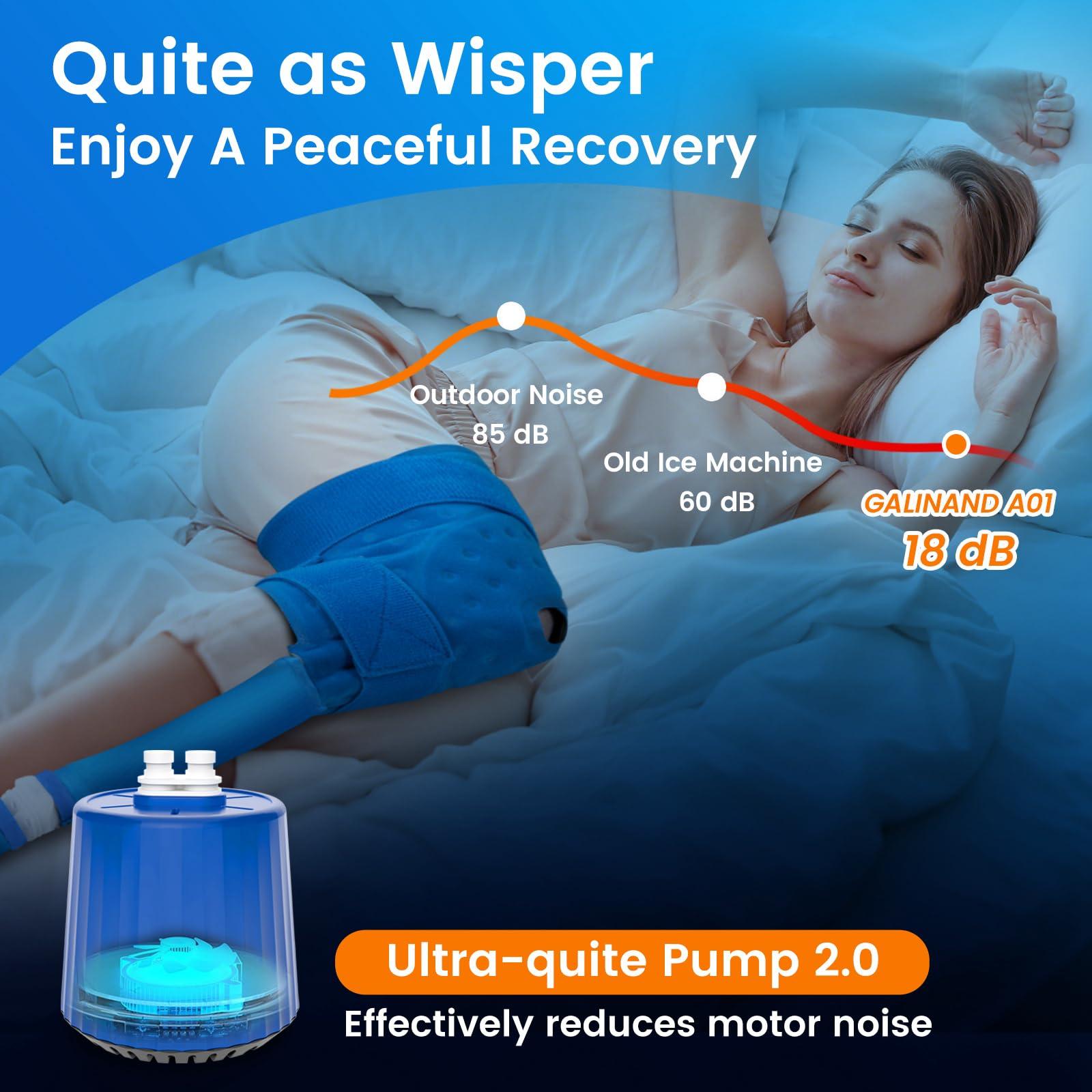 GALINAND Cold Therapy Machine, Ice Machine for Knee Care After-Surgery, Knee Replacement Recovery Equipment Aids Pack, Cryotherapy System w/Compression Wrap Pad for Ankle, Foot, ACL Relief - Image 3