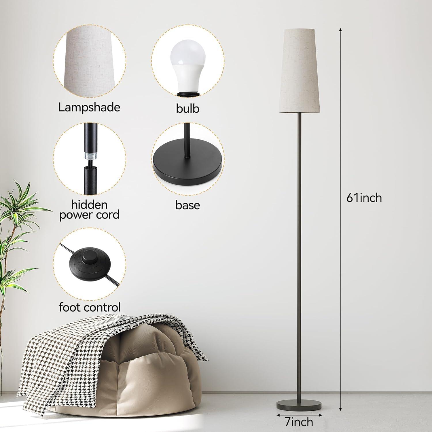 SUNMORY Floor Lamps for Living Room/Bedroom/Office, Standing Lamp with LED Bulb, 3 Color Temperature Tall Lamp, Suitable for Modern/Boho/Farmhouse and Other Home Decor Styles, Black Floor Lamp - Image 4