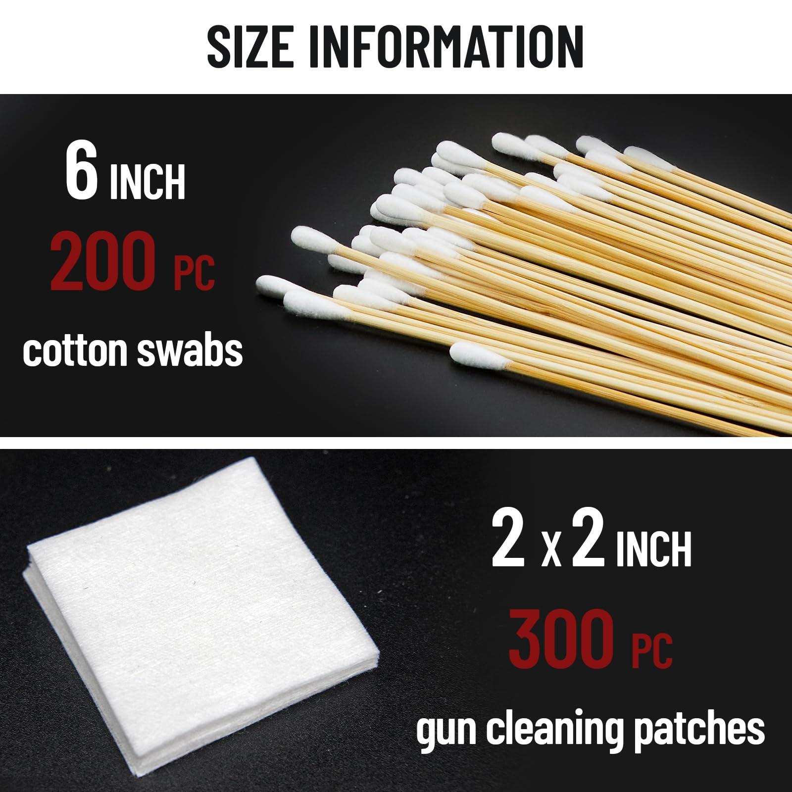 PINGMIC Gun Cleaning Supplies - Gun Cleaning Patches and Long Cotton Swabs Set, 6" Cotton Swabs, Lint Free Cloth Fit Most Caliber Firearms - Image 4