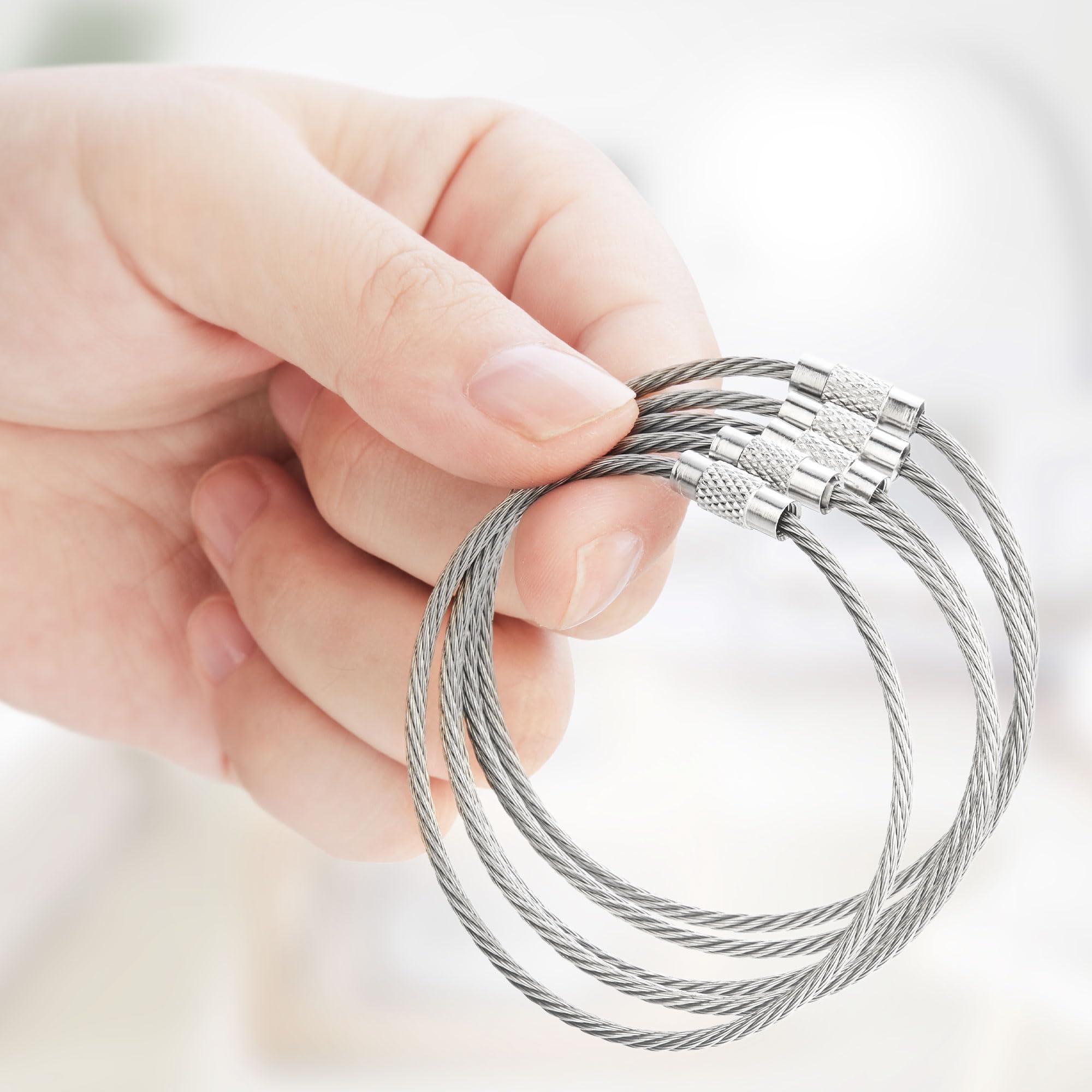 BlueCosto Wire Keychain Cable - 2mm Thick Stainless Steel Keyring Wire Loops w/Secure Screw Lock for Hanging Luggage Tags & Organizing Keys - Image 7