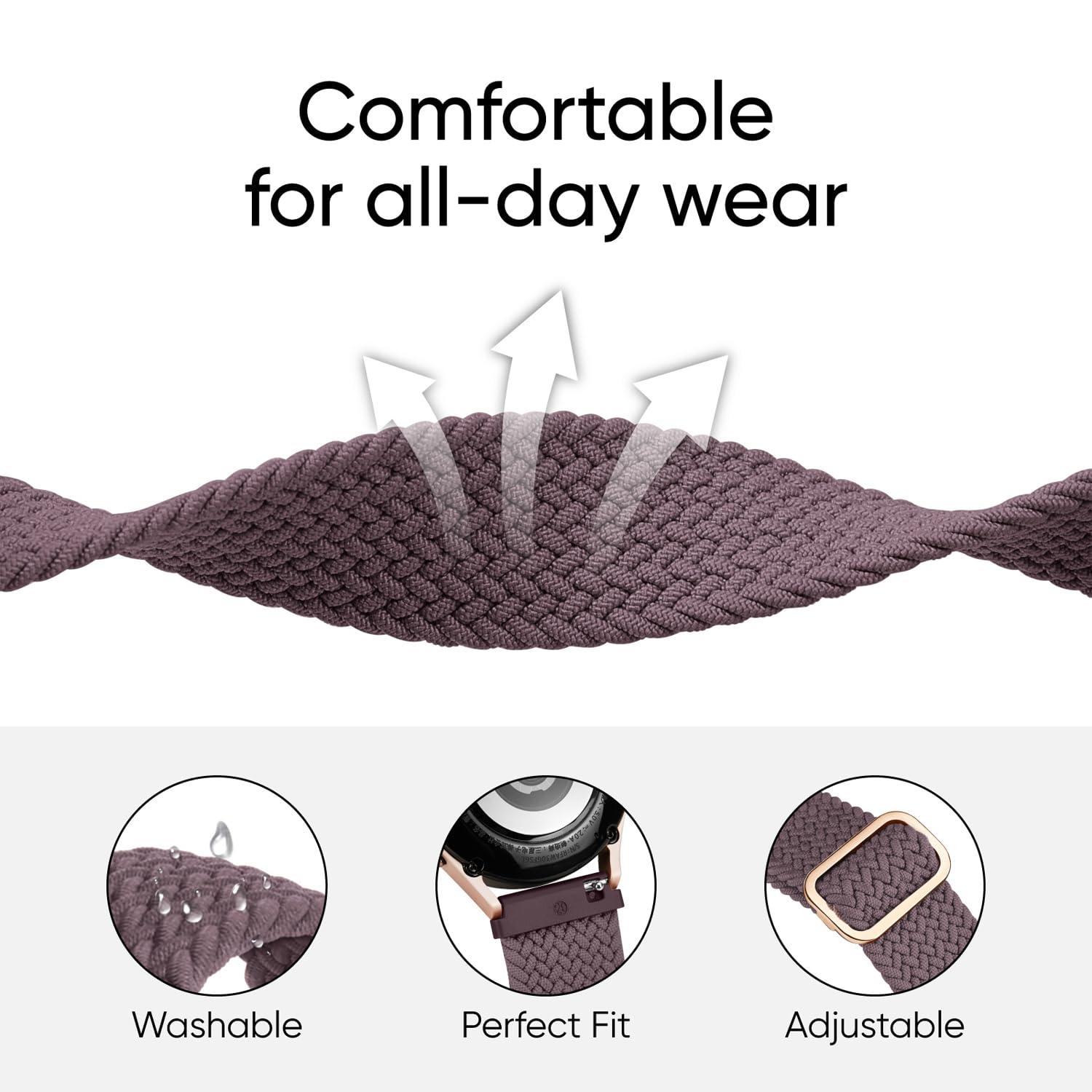 Knossen 20mm Watch Bands Compatible with Samsung Galaxy Watch 7 FE 6 5 4 40mm 44mm, Galaxy Watch 6 4 Classic, Galaxy Watch 5Pro, Galaxy Watch 3 41mm, Galaxy Active2, 3Pack Stretchy Watch Straps for Women and Men - Image 2