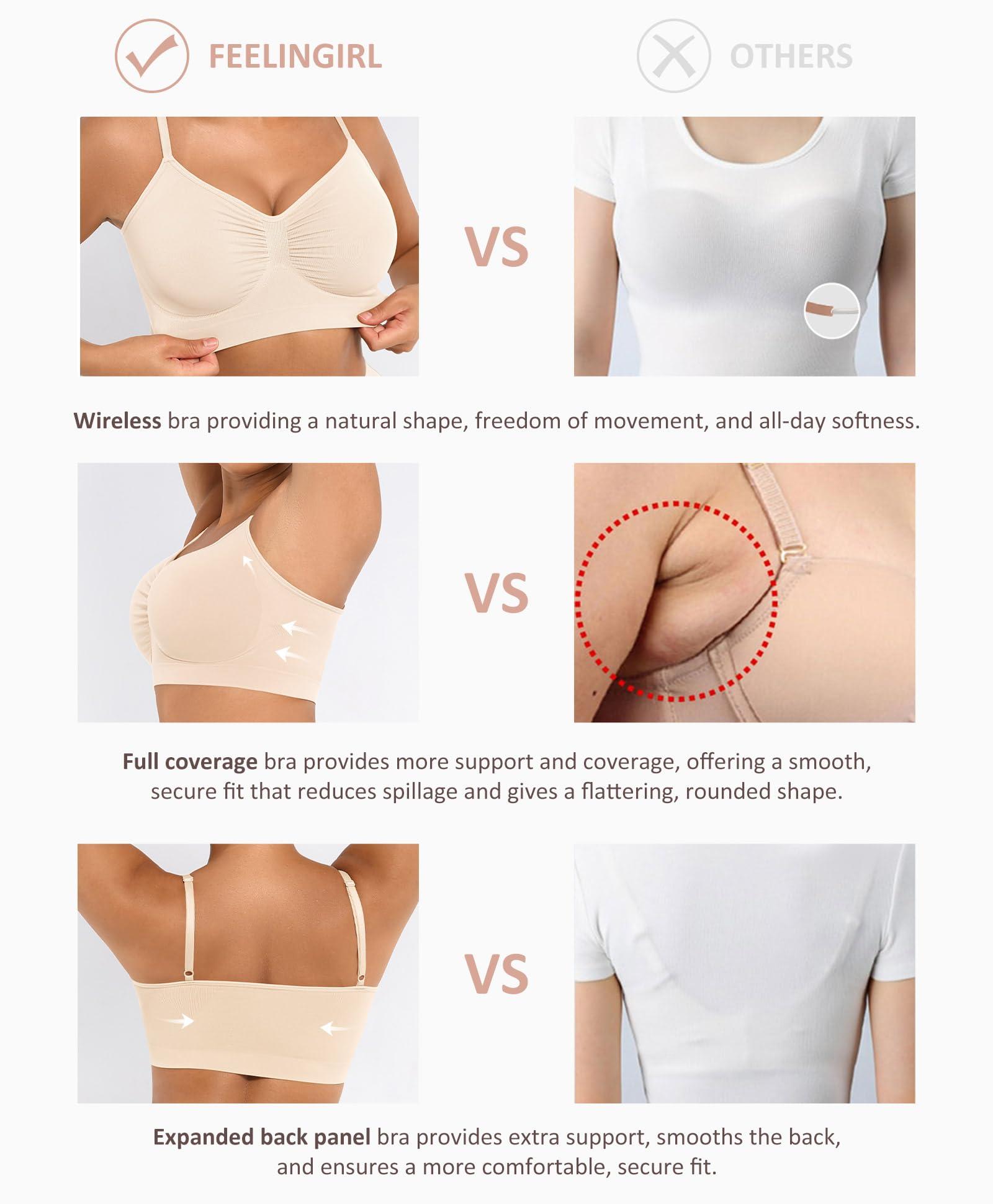 FeelinGirl Bralettes for Women with Support Comfortable Bras No Underwire Seamless Everyday Bras - Image 4