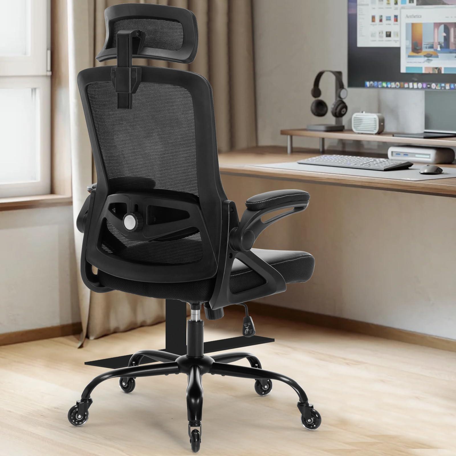 Seevoo Ergonomic Office Chair, Desk Chair with Adjustable Lumbar Support, High Back Mesh Chair with Blade Wheels, Executive Chair for Home Office - Image 5