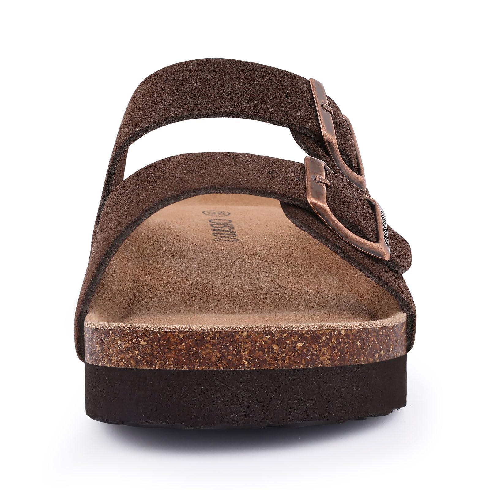 ORADO Platform Suede Sandals for Women Soft Cork Footbed Summer Slides with Adjustable Buckle - Image 5