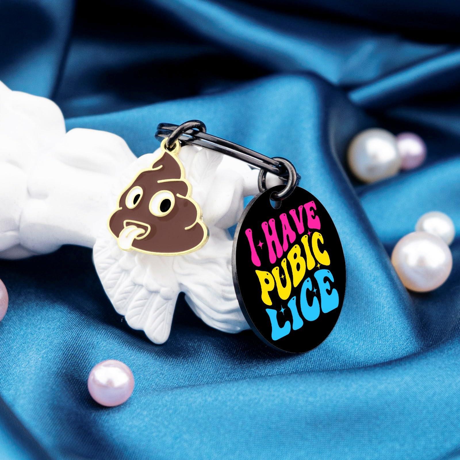 ICHRATI Gag Gifts Funny Adult for Men White Elephant Gifts for Adults Cool Inappropriate Sht Weird Novelty Gift Ideas for Women I Have Pubic Lice Keychains - Image 3