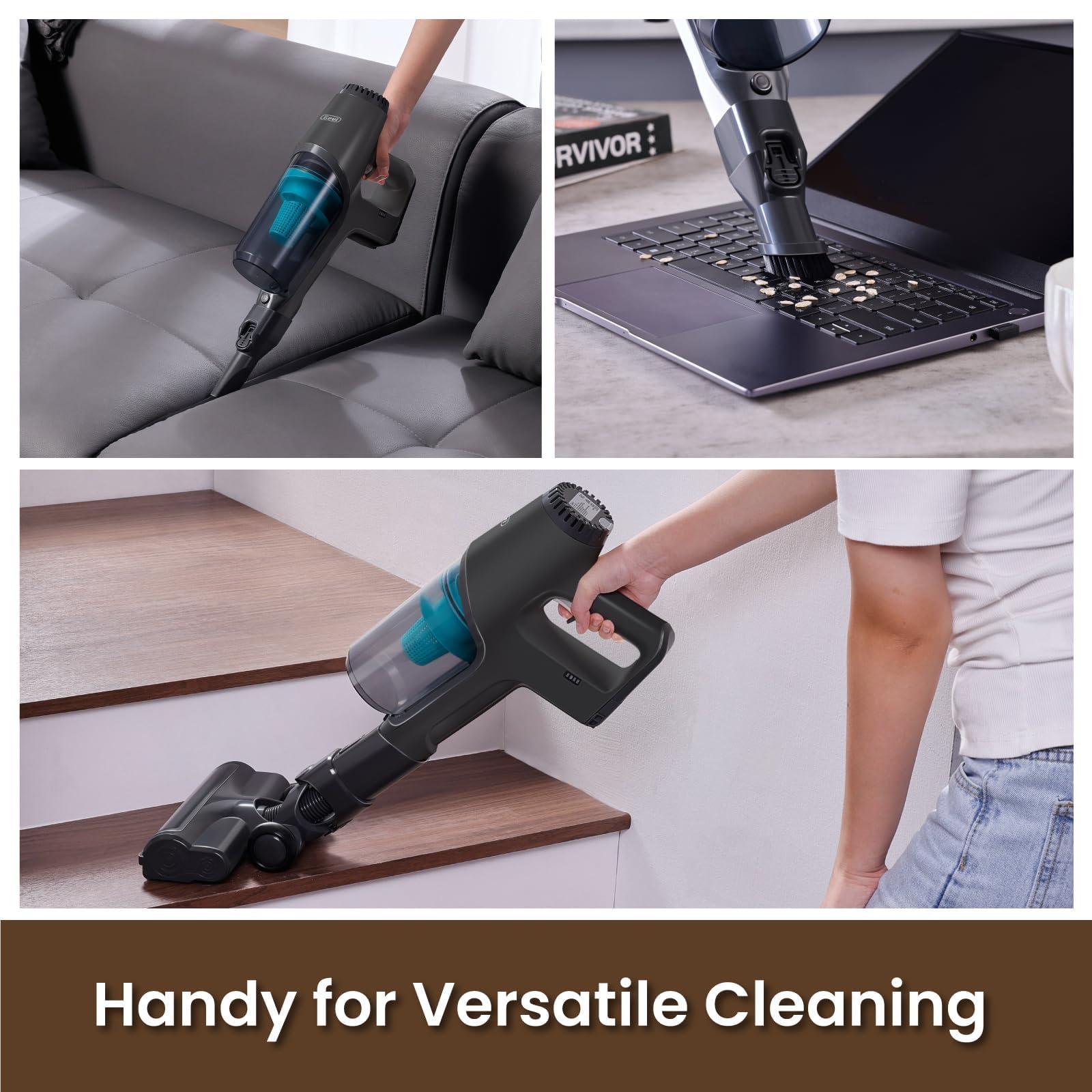 Cordless Vacuum Cleaner, 20Kpa Powerful Stick Vacuum Cordless, Up to 45mins Long-Lasting Battery Runtime, 6 in 1 Lightweight Vacuum Cordless for Hard Floors, Carpets and Pet Hair, Grey - Image 7