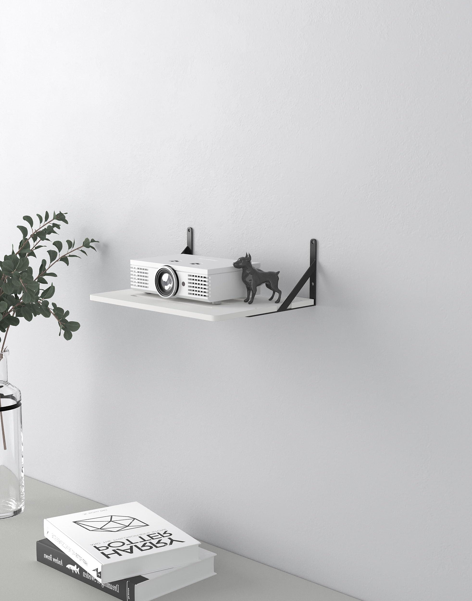 AREAJD Black White Small Mini Projector Shelf for Wall, Cable Box/Router Shelf,Floating Projector Mount, Holder Stand Accessories - Image 6