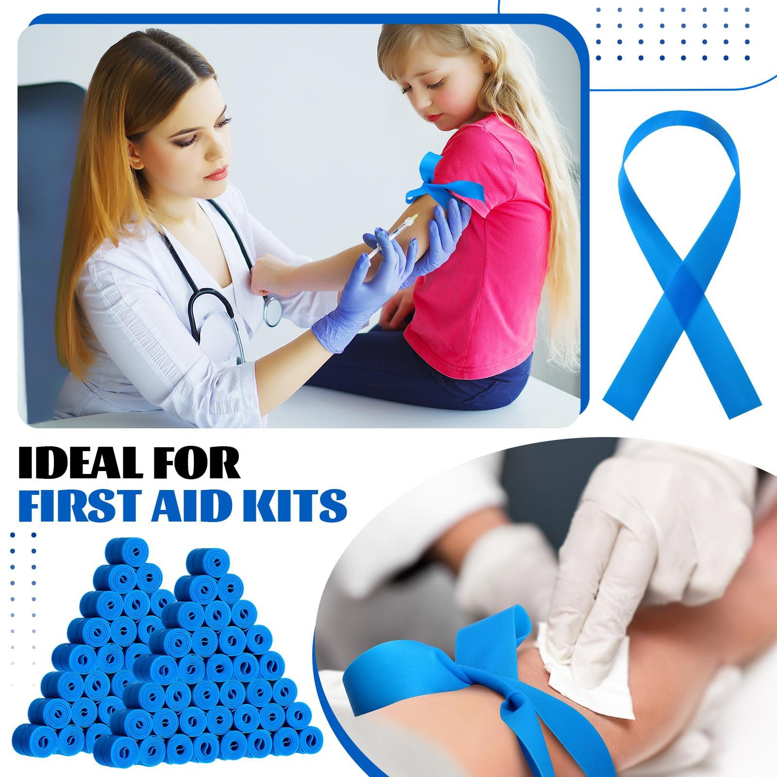 Timgle 500 Pack Disposable Tourniquet First Aid Elastic Tourniquets Bulk Latex Free Blue Medical Hemostatic Bandages Nursing Supplies Essentials for Outdoor Sport - Image 4