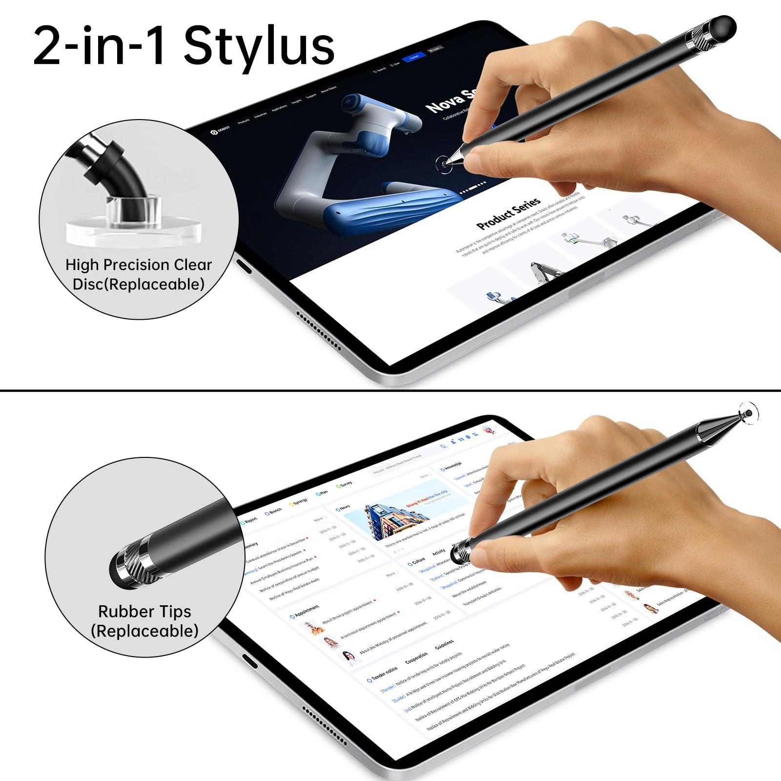 Stylus (5 Pcs), 2-in-1 Stylus Pen for Touch Screen, High Precision and Sensitivity, Suitable for iPhone/ipad/Android Tablets, Compatible with All Touch Screens (Black/White/Blue/Rose Gold/Silver) - Image 3
