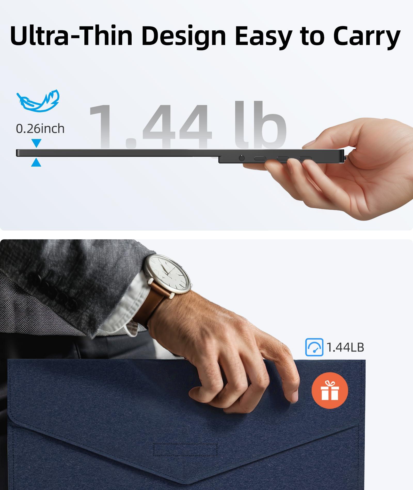 Ingnok Portable Monitor, Ultra Slim 15.6 Inch FHD IPS Laptop Screen Extender with Adjustable Stand, USB C Compatible, Ideal for Travel and Office - Image 2