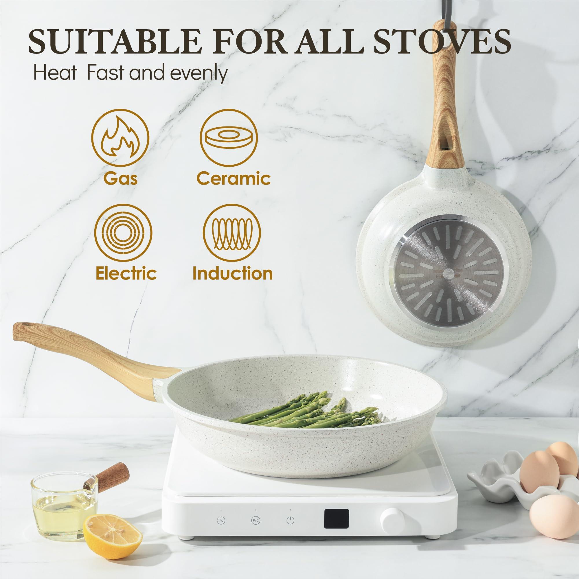SENSARTE Nonstick Ceramic Frying Pan Skillet, 9.5 Inch Omelet Pan, Healthy Non Toxic Chef Pan, Induction Compatible Egg Pan with Heat Resistant Handle, PFAS-Free - Image 4