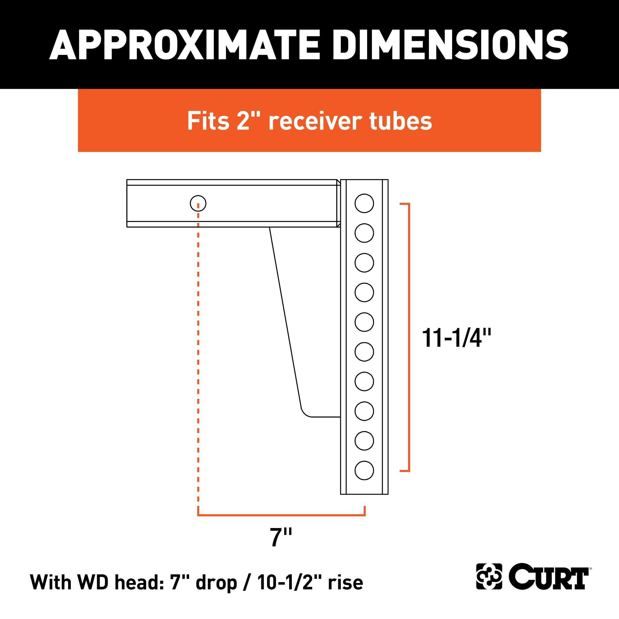 CURT 17123 Replacement Weight Distribution Hitch Shank, 2-Inch Receiver, 7-Inch Drop, 10-1/2-Inch Rise - Image 2