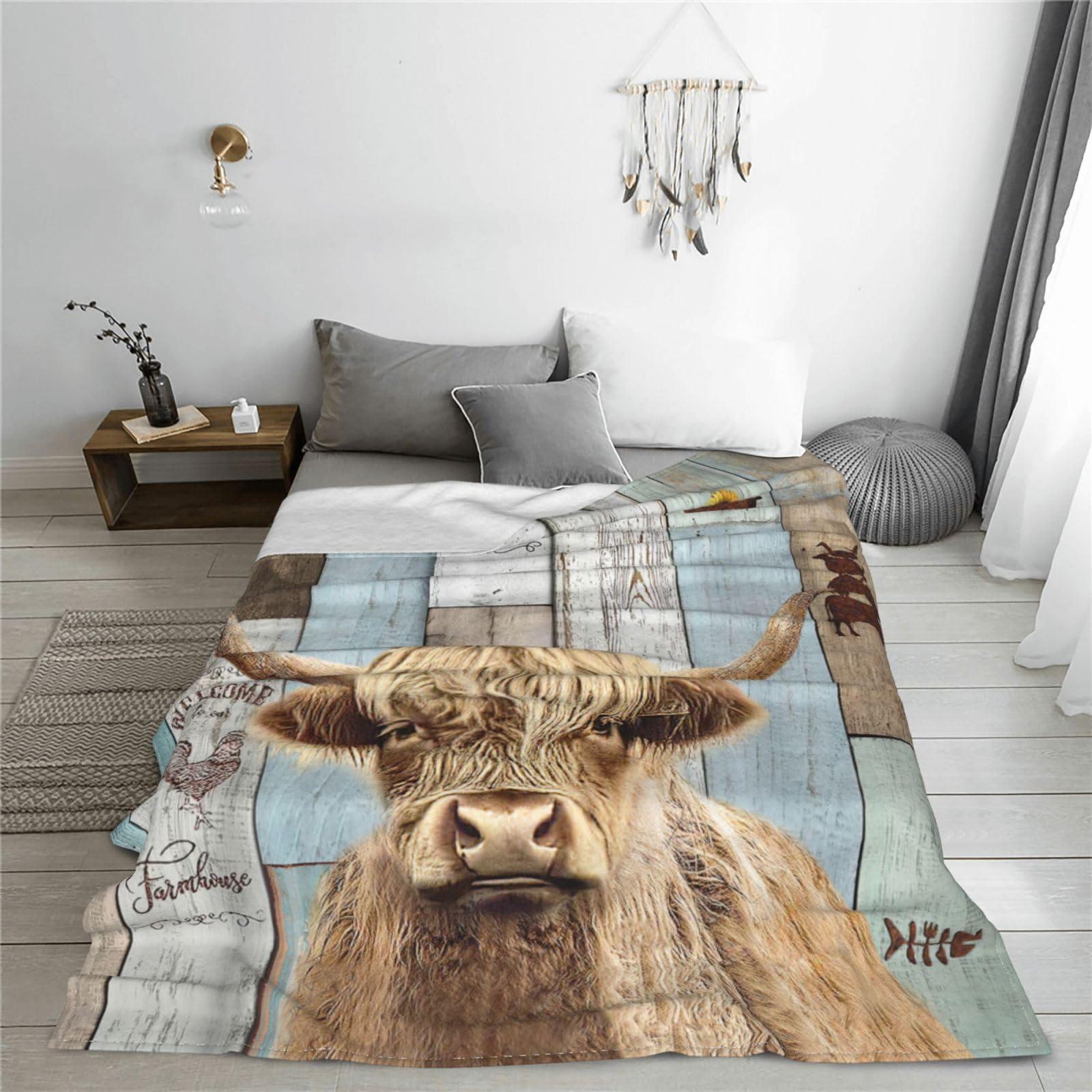 Highland Cow Blanket Highland Cattle Decor Throw Blanket Farmhouse Cow Blanket Gifts for Girls Boys Super Warm Soft Plush Lightweight Fleece Flannel Bedding Blanket for Kids Adults Men Women 50"X40" - Image 6