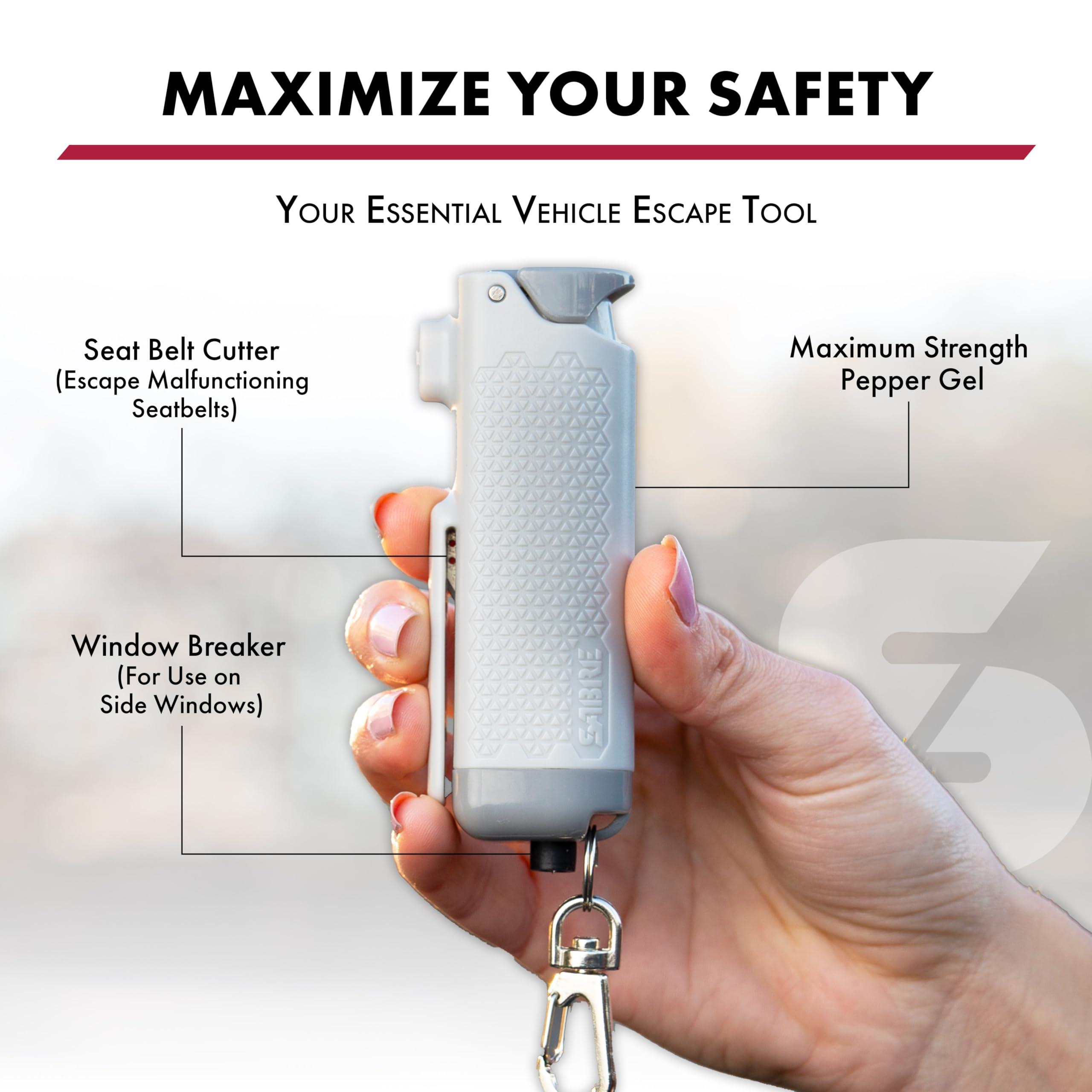 SABRE Safe Escape 3-In-1 Pepper Gel With Seat Belt Cutter & Window Breaker, Maximum Strength Pepper Spray, Snap Clip Keychain for Easy Carry & Fast Access, 0.54 fl oz, Easy to Use Fast Flip Top Safety - Image 3