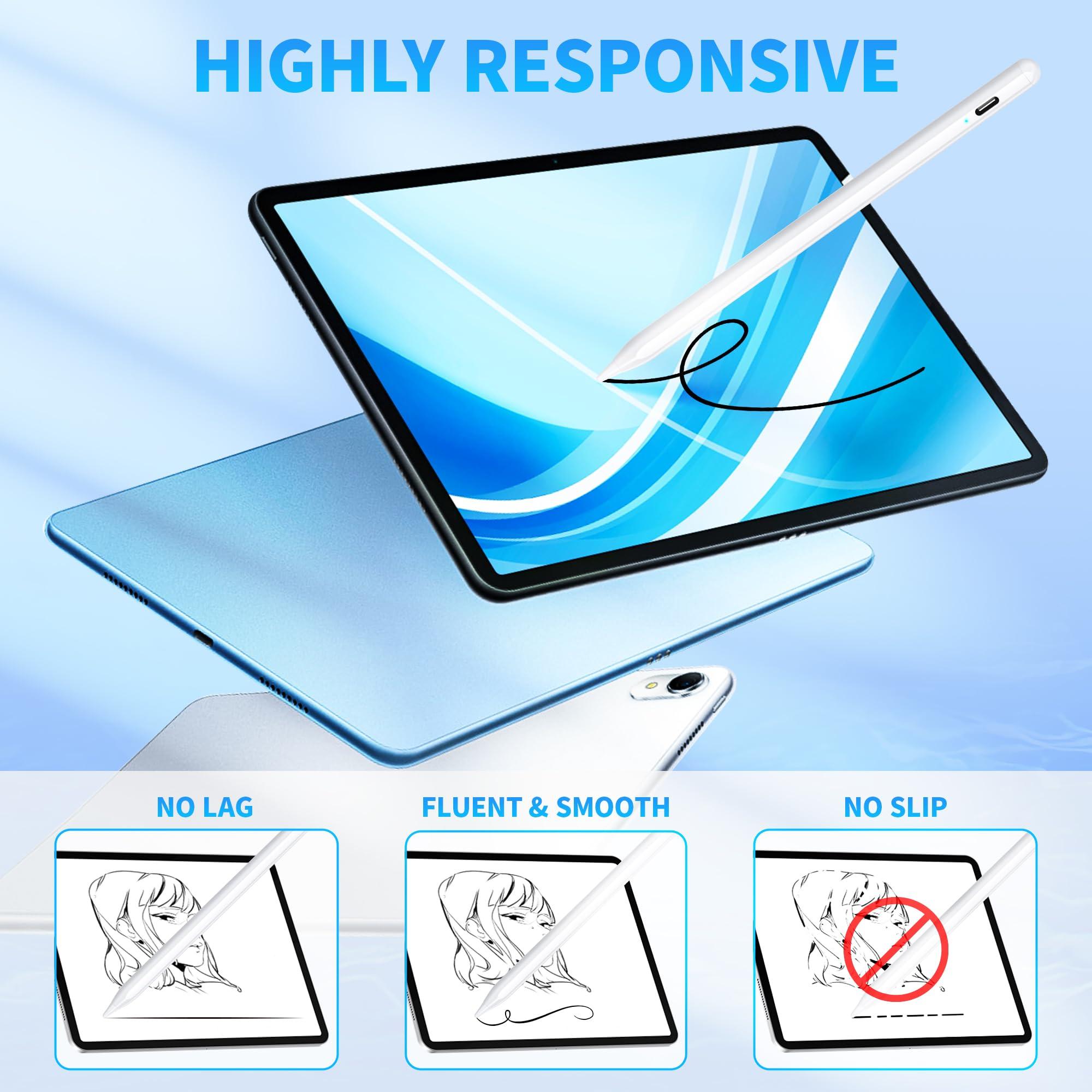 Stylus Pen, Active Stylus Pen Compatible for iOS and Android Touchscreens/Phones, Rechargeable Stylus Pen with Dual Touch Screen, Stylus Pencil for A-pple/Android/Tablet, 16.5CM,White - Image 3
