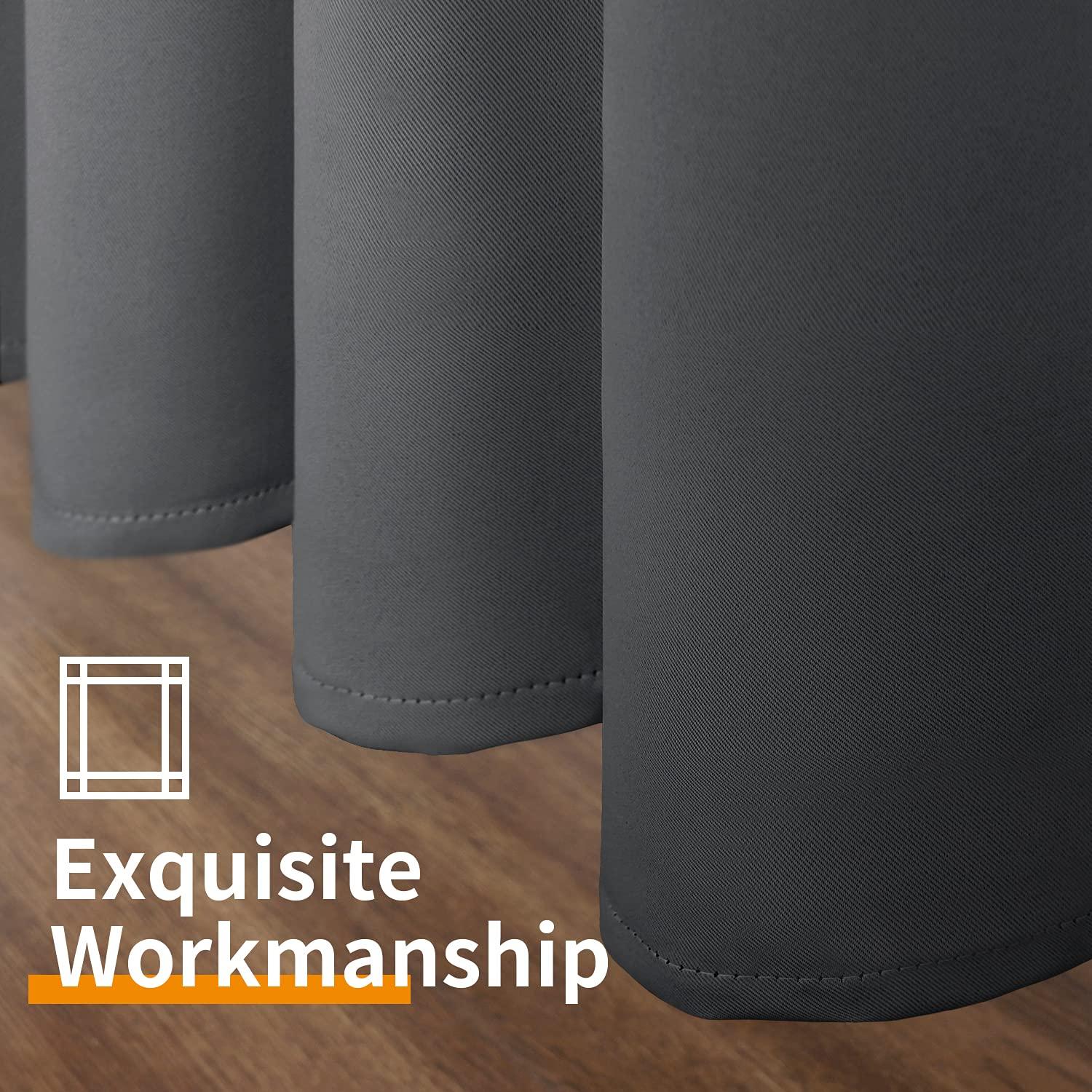YoungsTex Blackout Curtains for Bedroom 63 Inches Long - Insulated Room Darkening Window Drapes with Grommet for Living Room Kids Energy Saving Thermal Curtain, 2 Panels, 42 x 63 Inch, Dark Grey - Image 7