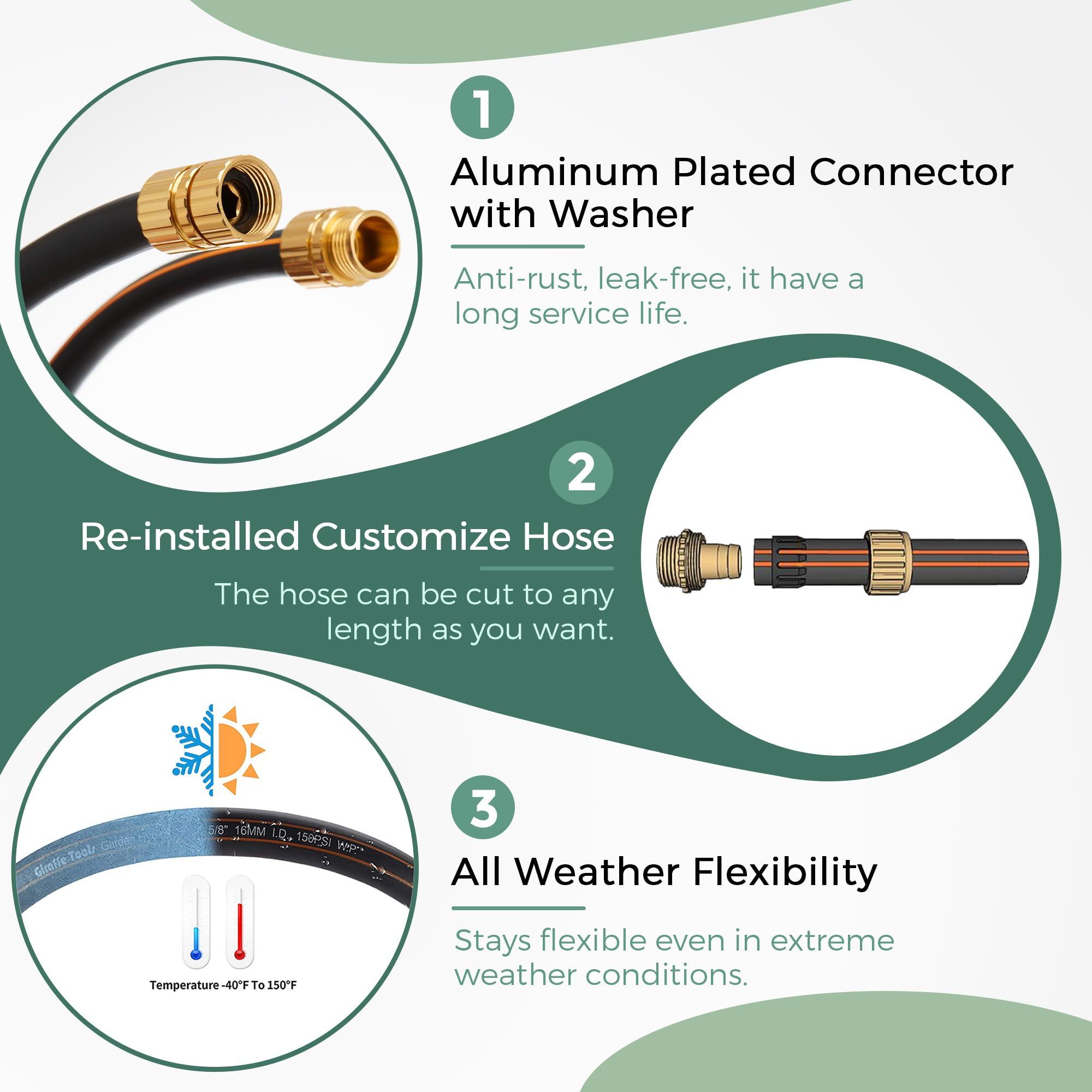Giraffe Hybrid Garden Hose 5/8" x 50ft, Custom Length, NO Kink, Flexible, Leakproof Hose with Male to Female Fittings, 600 Burst PSI - Image 4