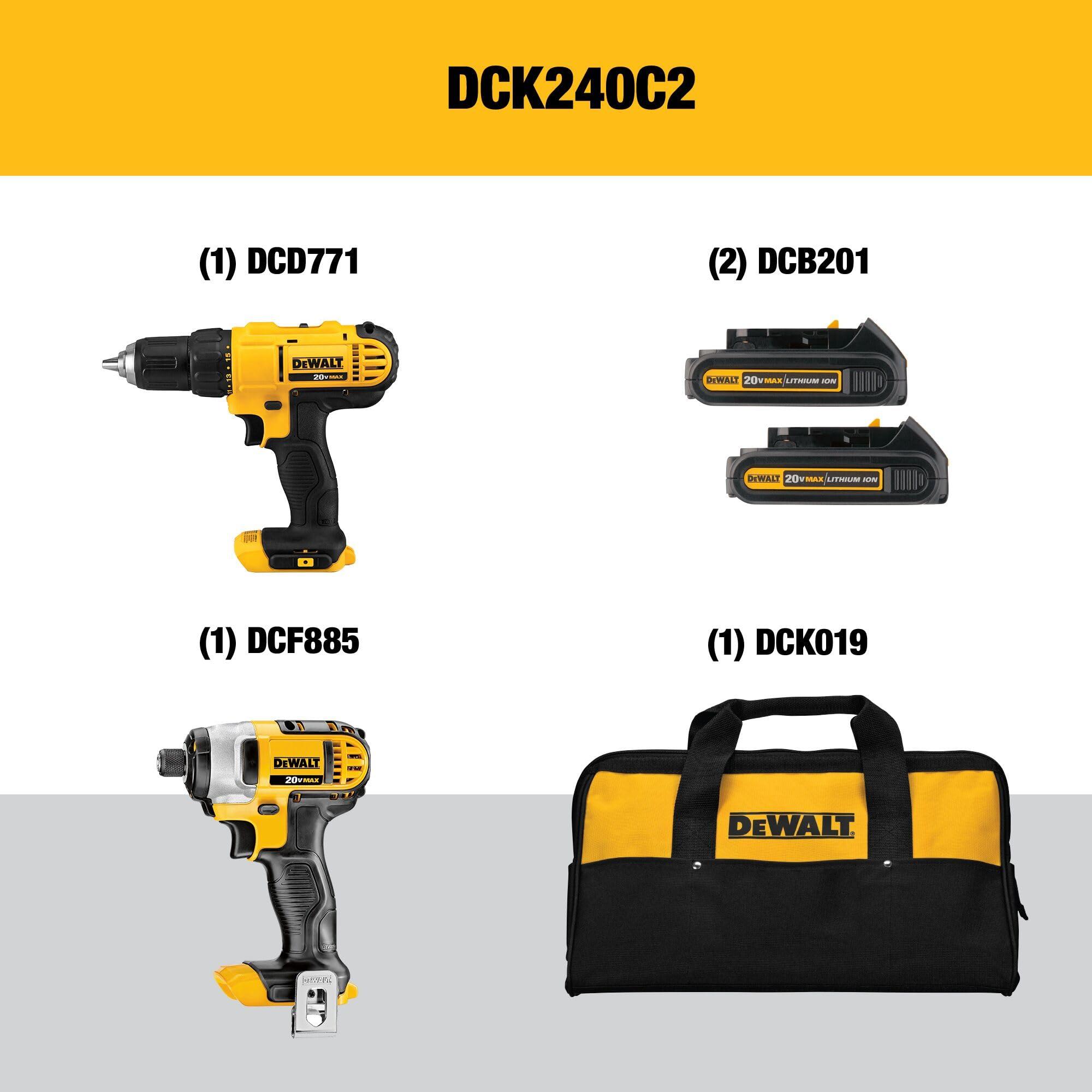 DEWALT 20V MAX Cordless Drill and Impact Driver, Power Tool Combo Kit with 2 Batteries and Charger (DCK240C2) - Image 3