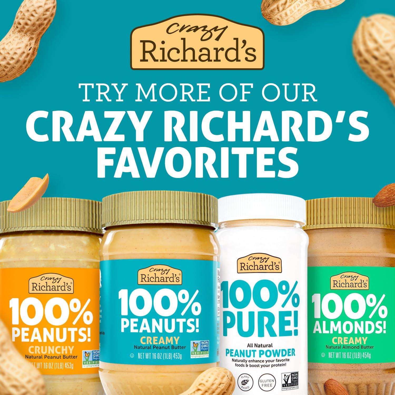 Crazy Richard's 100% All-Natural Vegan Creamy & Crunchy Peanut Butter with No Added Sugar and Non-GMO Variety Pack (16 Ounce, Pack of 2) - Image 6