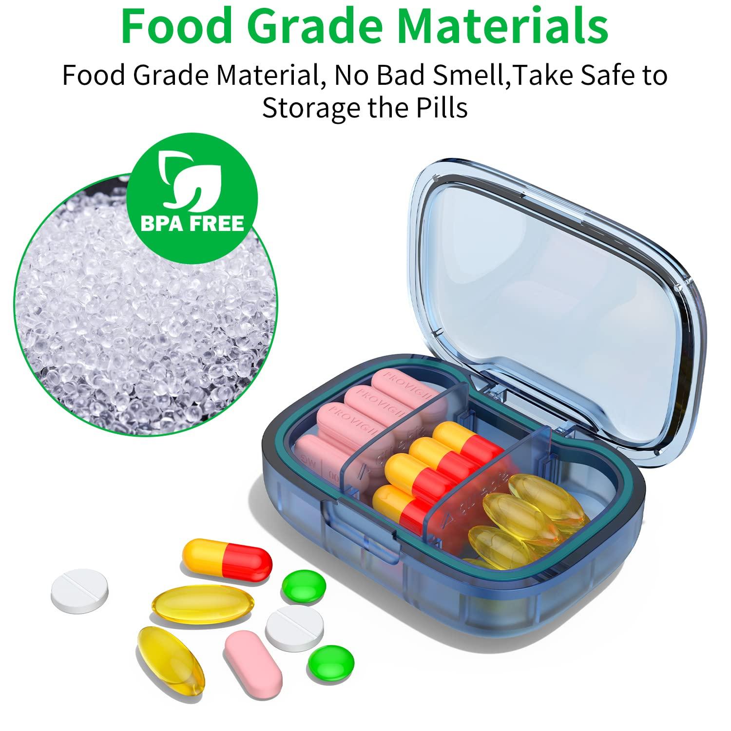 2 Pack 3 Compartment Small Pill Box, Moisture Proof Case, Travel Organizer for Pocket Purse, Daily Portable Medicine Vitamin Container, Fish Oil and Supplement Storage - Image 5