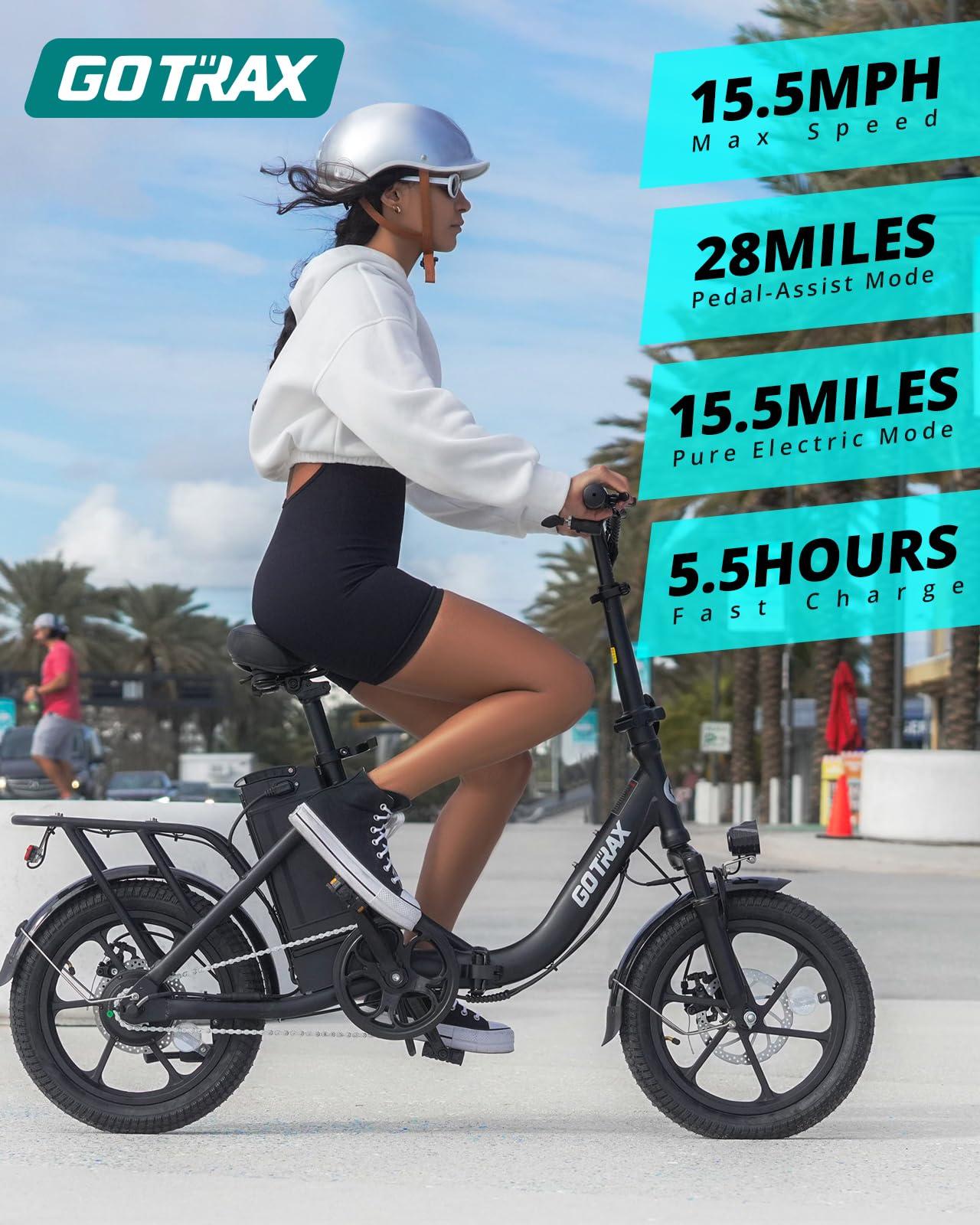 Gotrax 16" Folding Electric Bike, Max 28Miles Range(Pedal-Assist) & Speed 15.5Mph Power by Peak 500W, E-Bike with Removable Battery, Suspension & Adjustable Size, Commuter Bicycle for Adults/Teens - Image 3