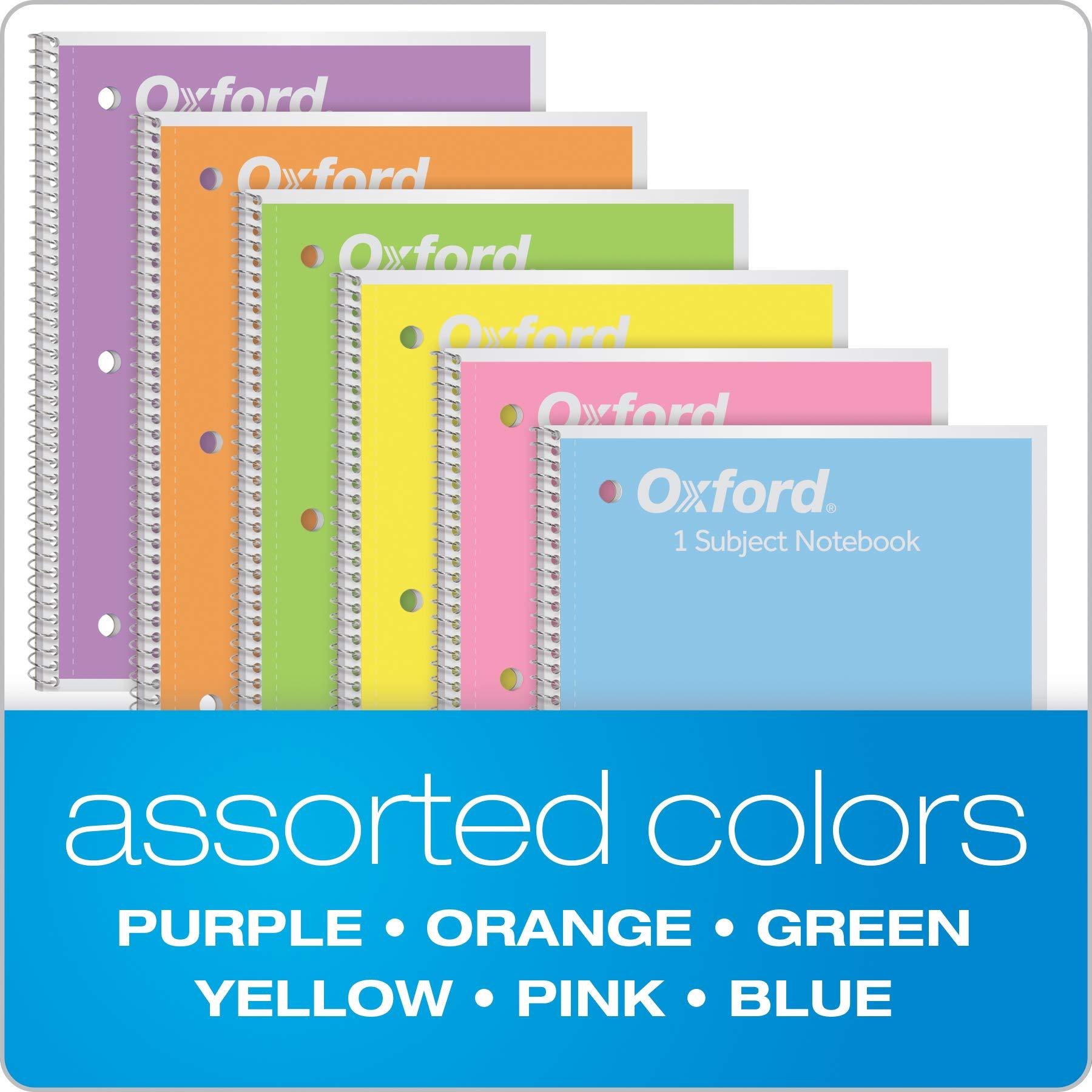 Oxford Spiral Notebook, 1 Subject, College Ruled Paper, 8 x 10-1/2 Inch, Pastel Pink, Orange, Yellow, Green, Blue and Purple, 70 Sheets (63756), Set of 6 - Image 7