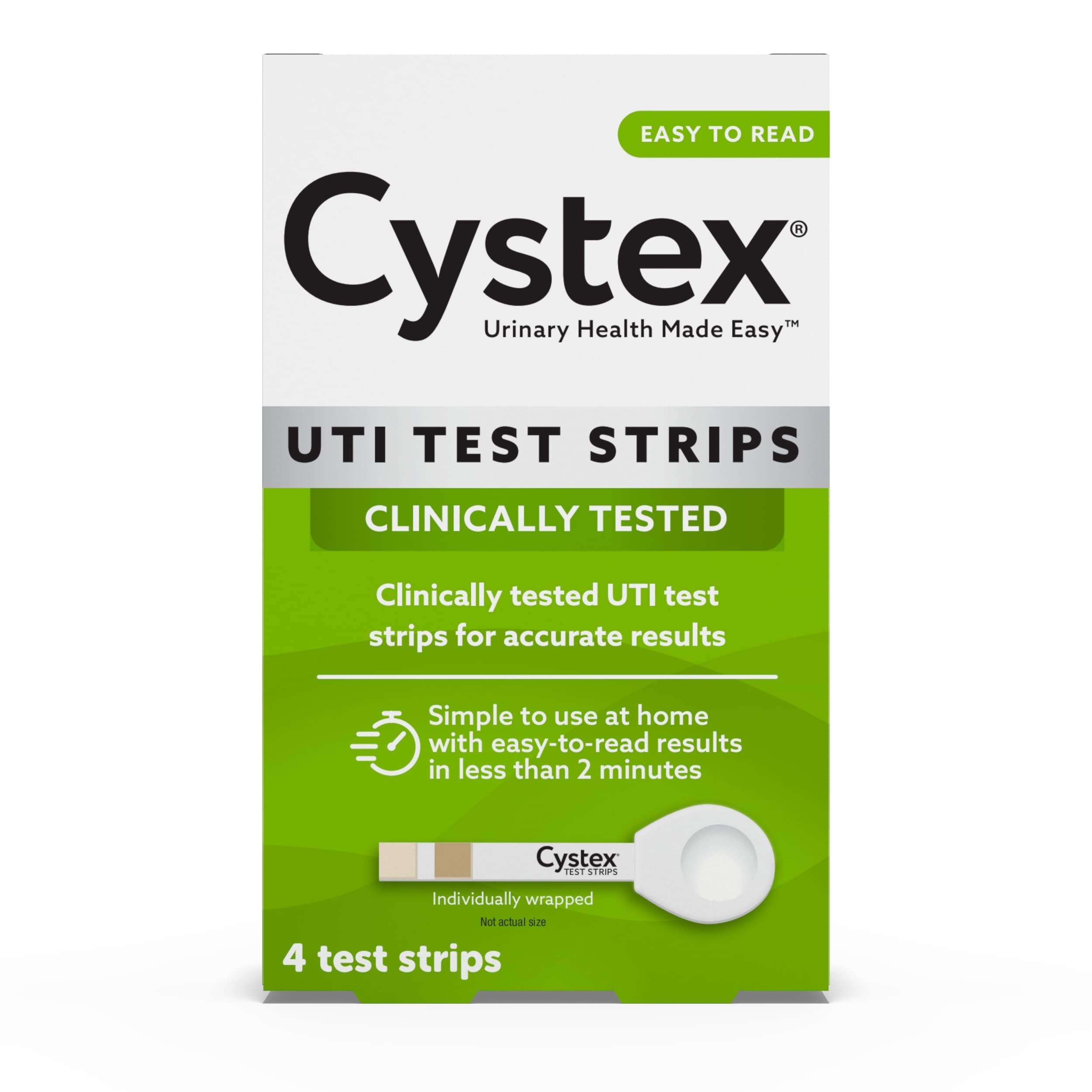 Cystex UTI Test Strips for Women & Men – At-Home Urinary Tract Infection Test with Fast, Accurate Results in 2 Minutes – FSA/HSA Eligible, Easy to Use, (4 Count)