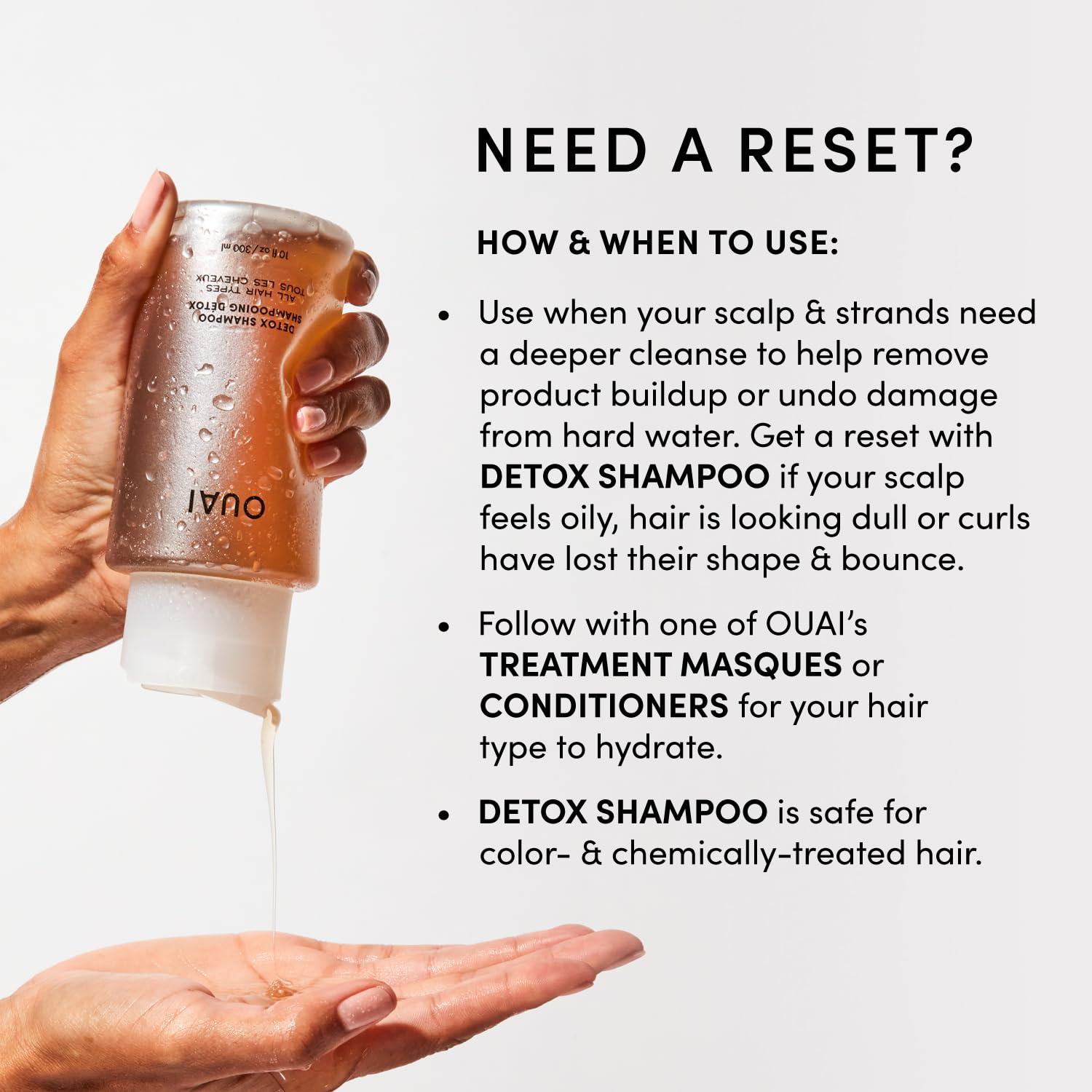 OUAI Detox Shampoo - Clarifying Shampoo for Build Up, Dirt, Oil, Product and Hard Water - Apple Cider Vinegar & Keratin for Clean, Refreshed Hair - Sulfate-Free Hair Care (10 oz) - Image 4