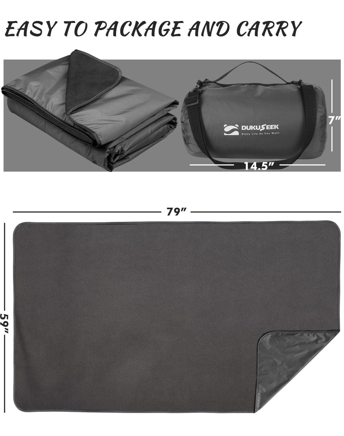 DUKUSEEK Hooded Stadium Blanket, Waterproof Windproof Outdoor Fleece Blanket - Large (79x56), Portable, Wearable, Warm for Outdoor Camping, Picnic, Stadium, Sports, Beach, Concerts, Car, Dogs… - Image 2