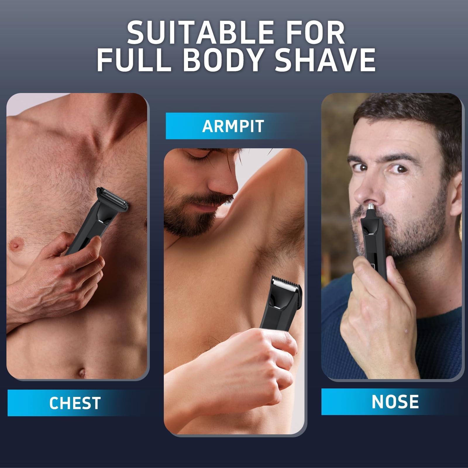 Beatslm Manscape Body Trimmer for Men, Groin & Body Hair Trimmer, Ball Foil Shaver, Nose Hair Clippers, 3 in 1 Men's Waterproof Wet/Dry Groomer with Travel Case &Travel Lock, LED Display, Black - Image 2