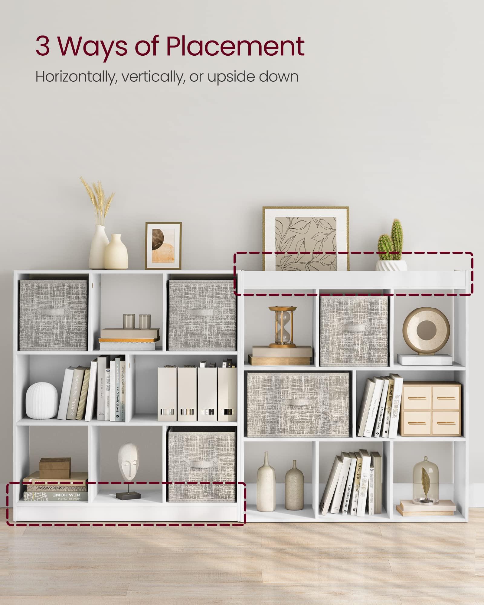 VASAGLE Bookcase, Bookshelf, Freestanding Storage Unit, 8 Open Compartments, Used Horizontally, Vertically, Upside Down, 11 x 35.4 x 39.4 Inches, for Living Room, Study, Office, White ULBC55WT - Image 5