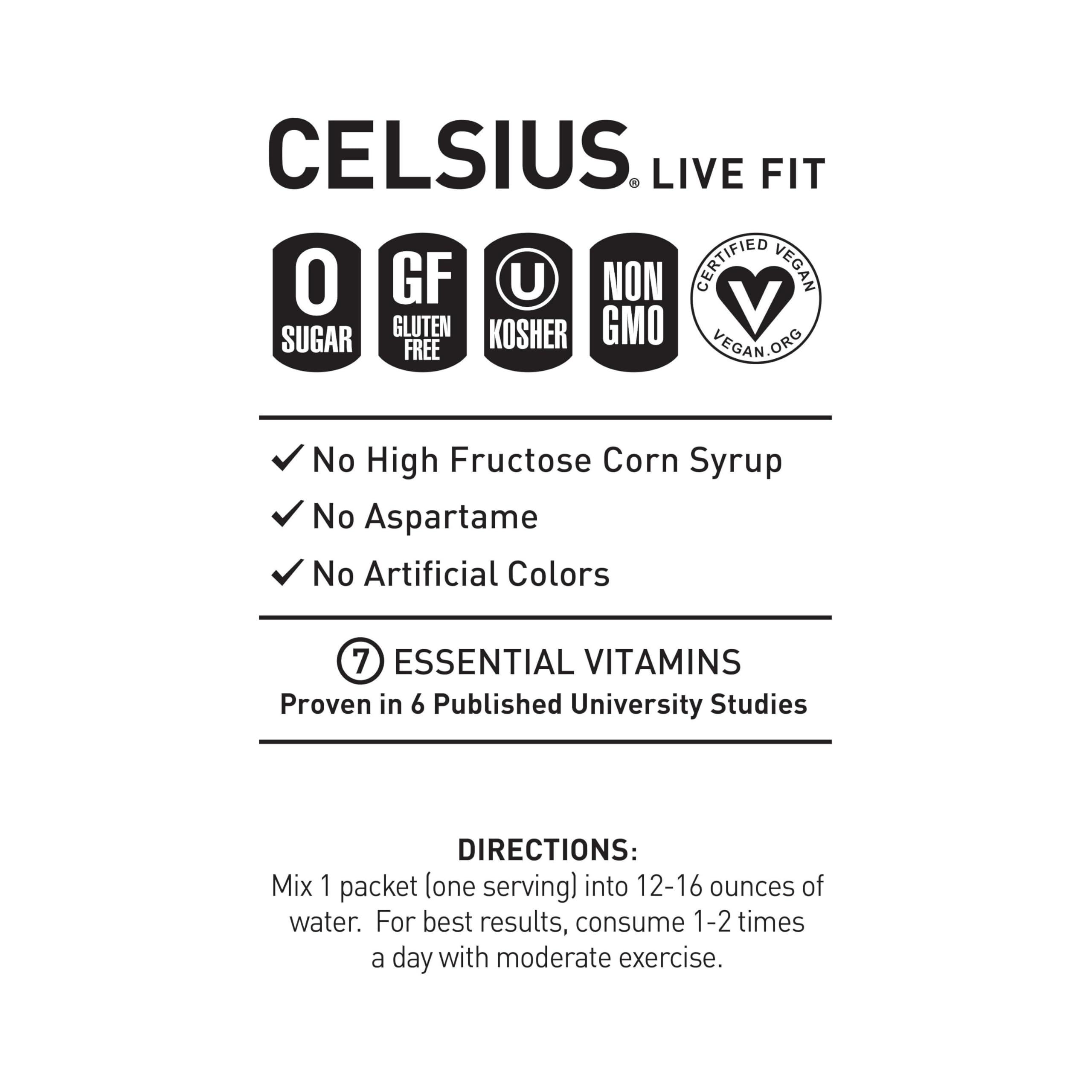 CELSIUS® On-the-Go Powder Sticks Dragonfruit Lime, Essential Energy 2.8 Oz (14 Sticks per Pack) - Image 4