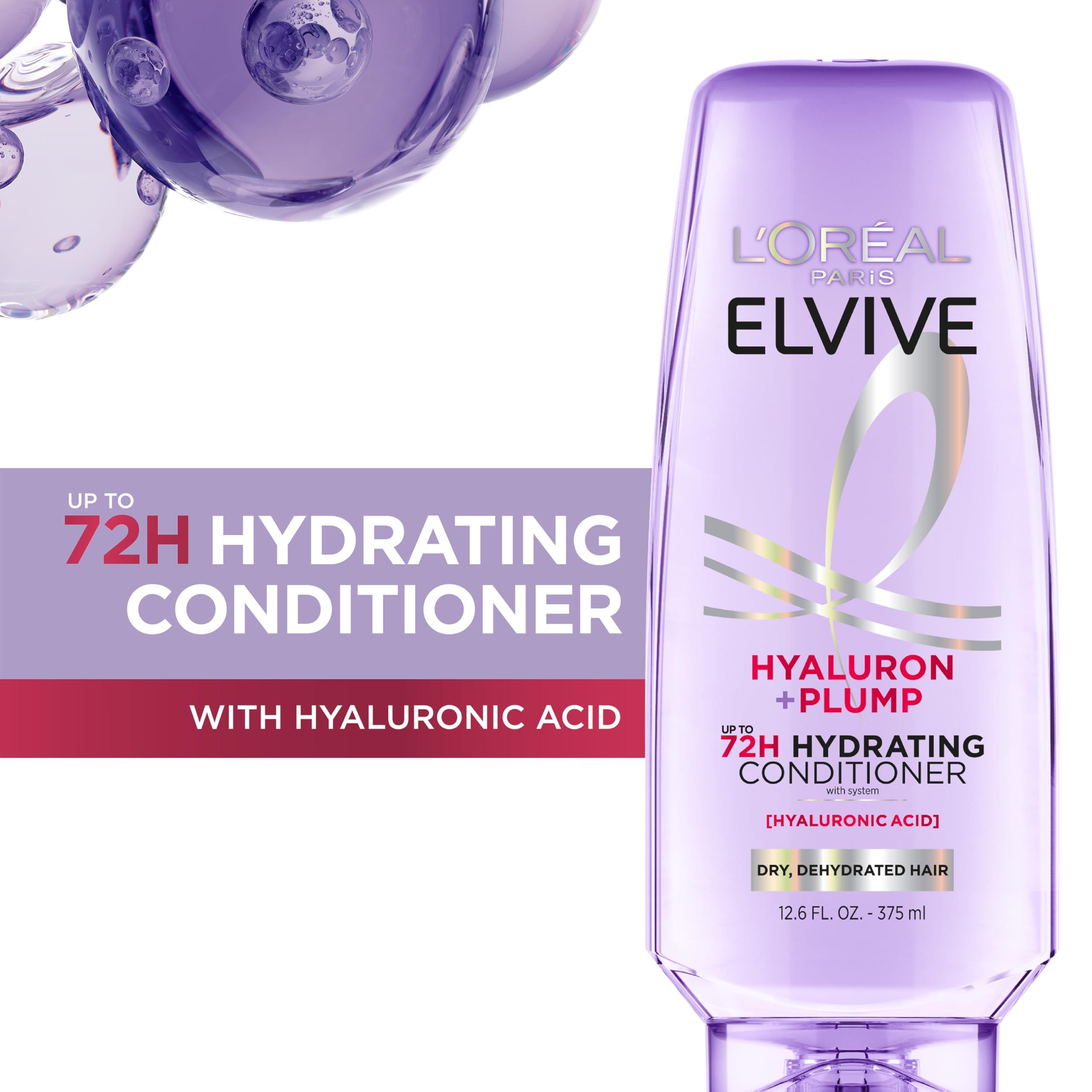 L'Oreal Paris Elvive Hyaluron Plump Hydrating Conditioner for Dehydrated, Dry Hair Infused with Hyaluronic Acid Care Complex, Paraben-Free, 12.6 Fl Oz - Image 2