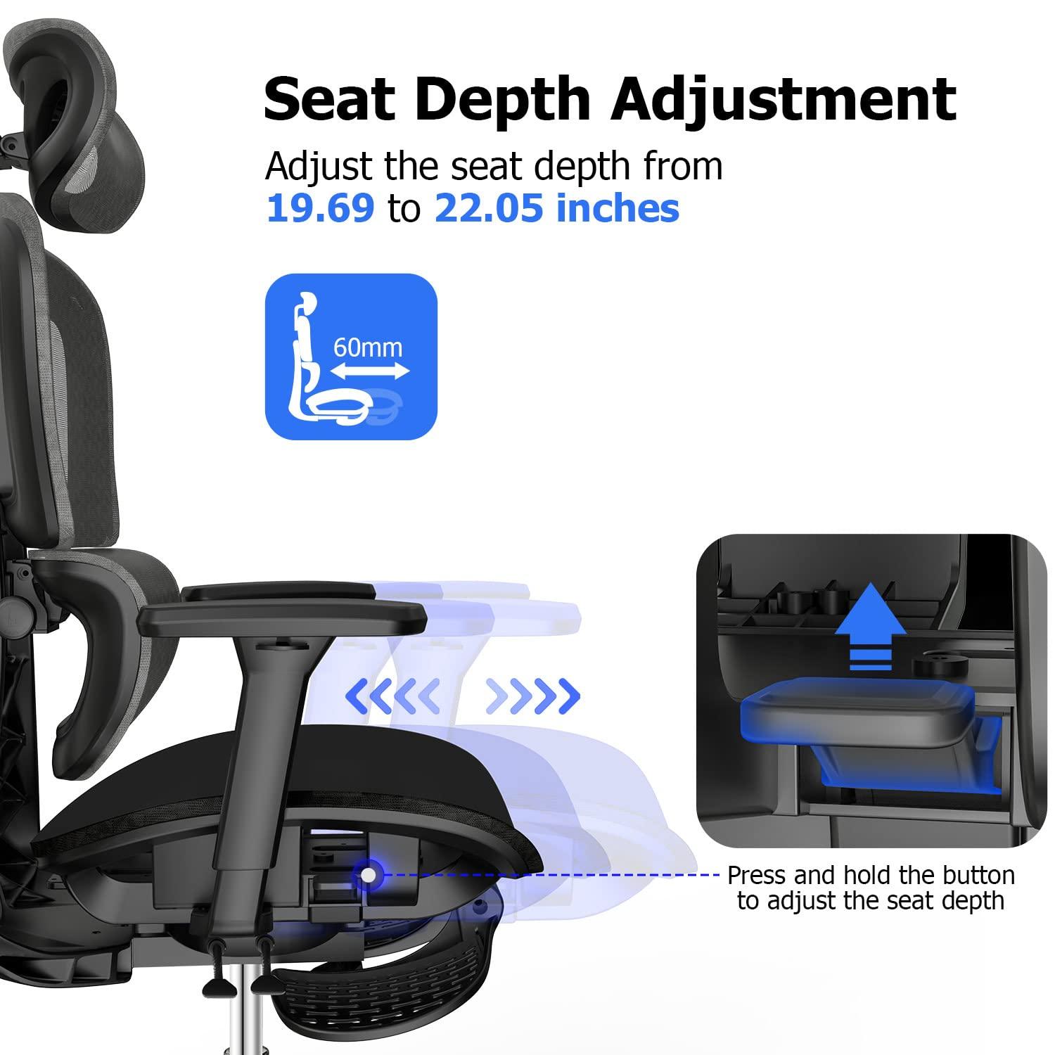 PatioMage Ergonomic Mesh Office Chair with 3D Adjustable Armrest,High Back Desk Computer Chair Ergo3d Ergonomic Office Chair with Wheels for Home & Office Black - Image 6