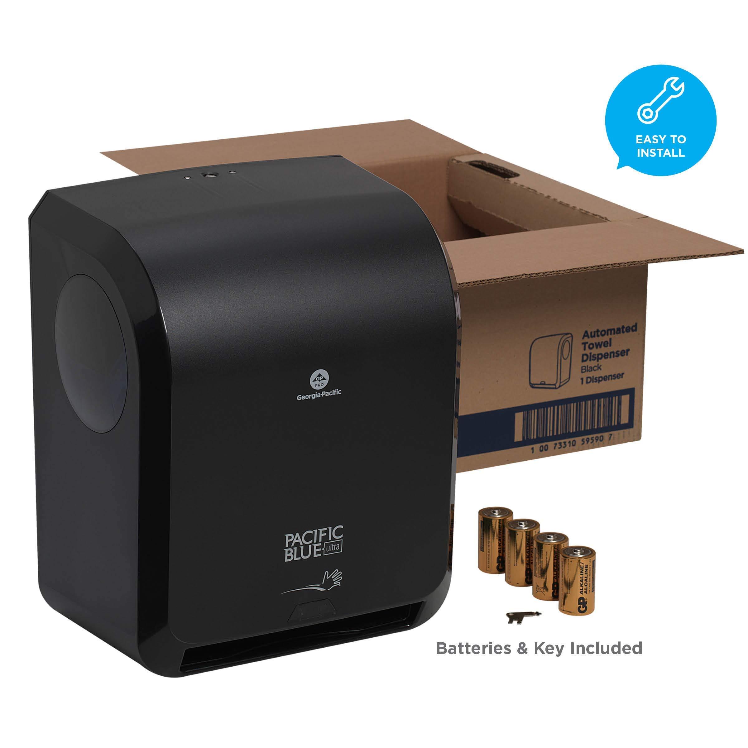 Pacific Blue Ultra 8" High-Capacity Automated Touchless Paper Towel Dispenser by GP PRO (Georgia-Pacific); Black; 59590; 12.9" W x 9" D x 16" H; 1 Dispenser - Image 4