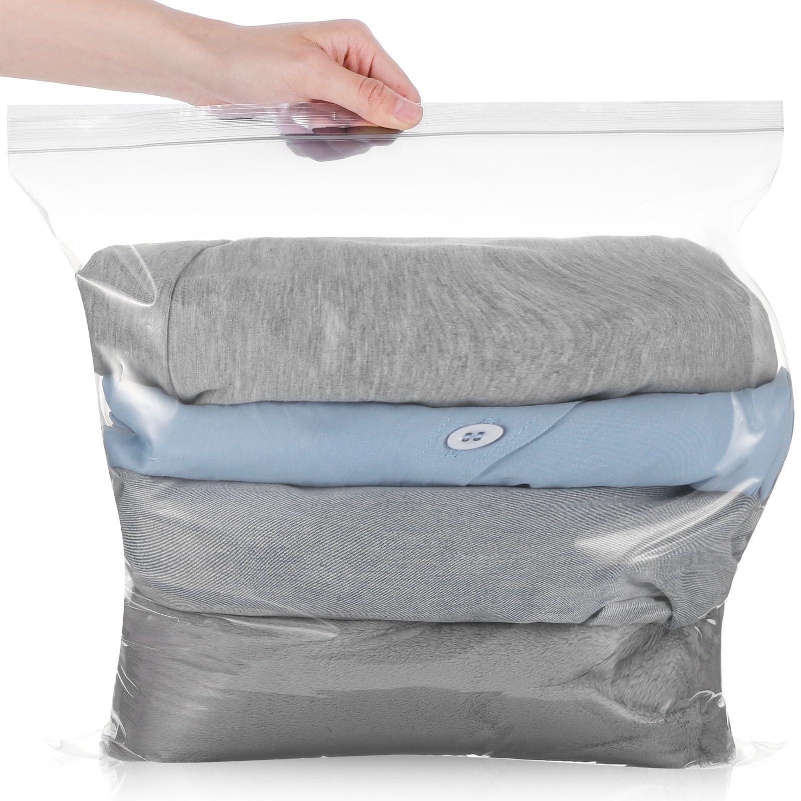 JOUTYFOR 80 Pack 16" x 18" Clear Heavy-Duty Reclosable Zipper Plastic Storage Bags for Clothes, Food, Travel & More