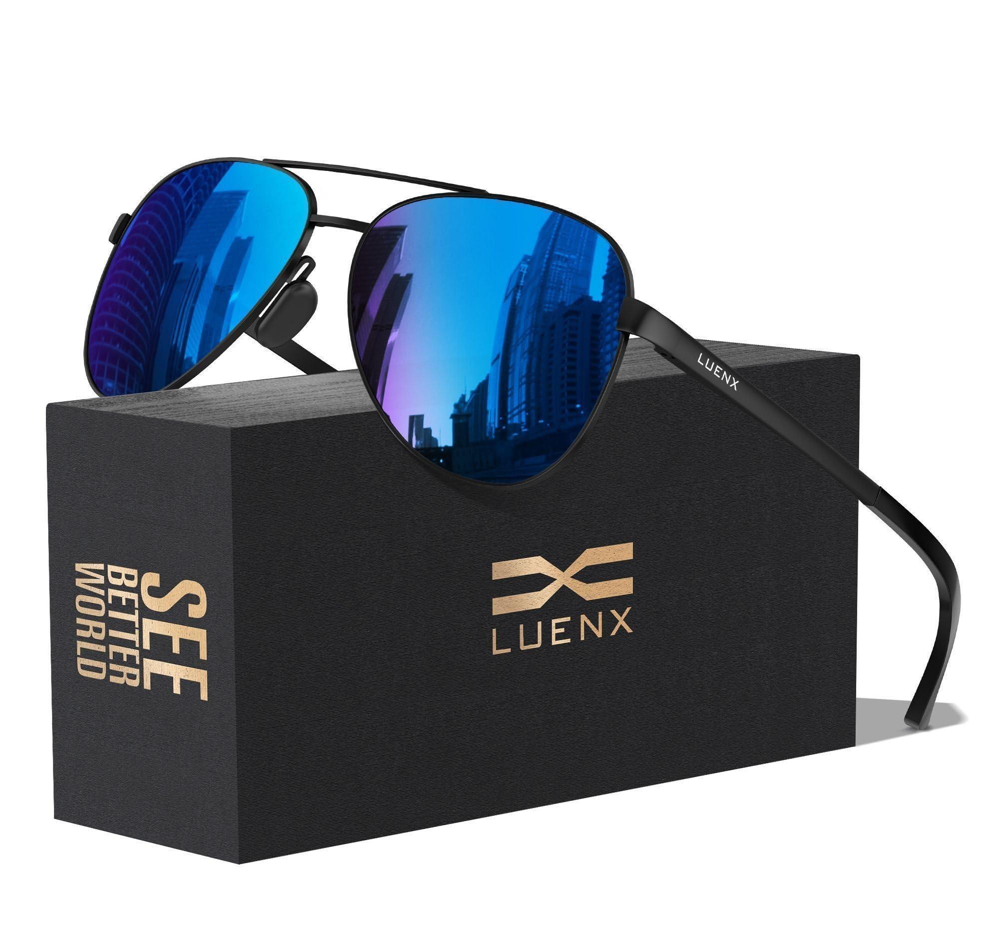 LUENX Aviator Sunglasses for Men Women Polarized - UV400 Protection, Stylish Shades, Driving, Outdoor Activities