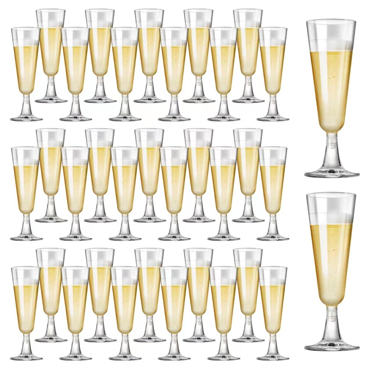 SUREHOME Plastic Champagne Flutes 40 Pack Disposable Champagne Glasses 5.5 Oz Clear Plastic Mimosa Glasses Wedding Cocktail Cups Bulk for Engagement Birthday Graduation Decorations 2025 Party Supplies