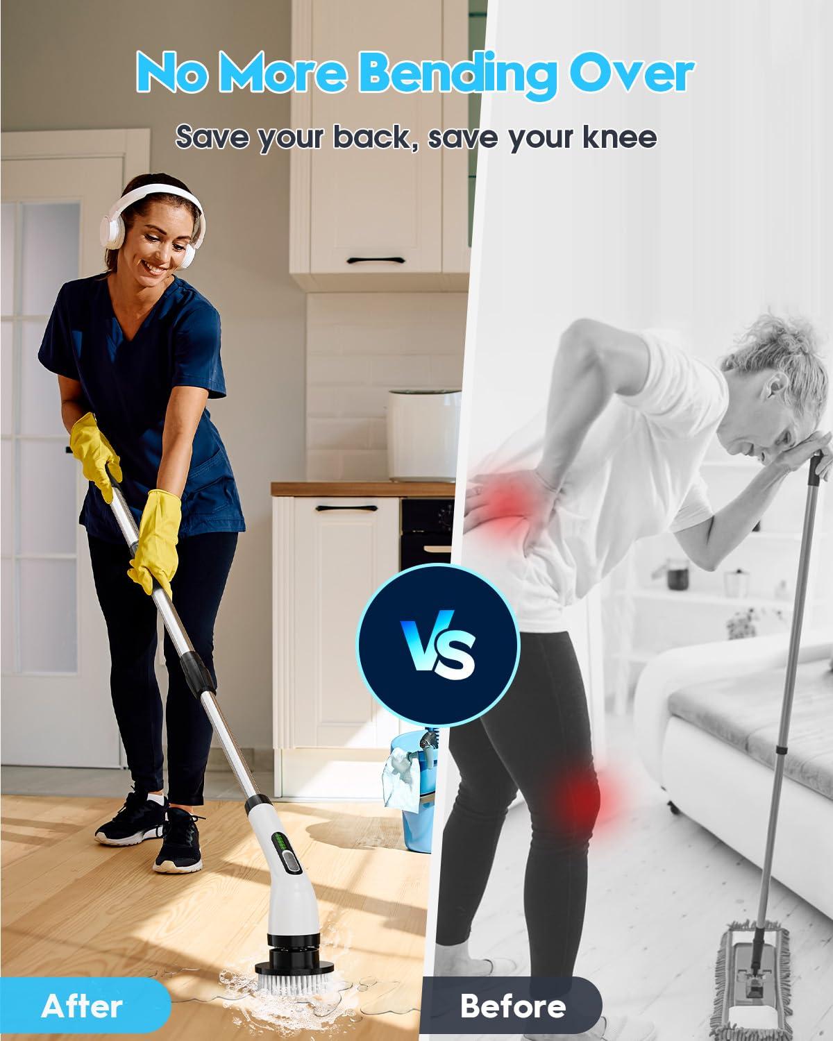 Highyes Electric Spin Scrubber for Cleaning Bathroom: Cordless Power Shower Scrubber - Electric Cleaning Brush for Tile Tub - Image 2