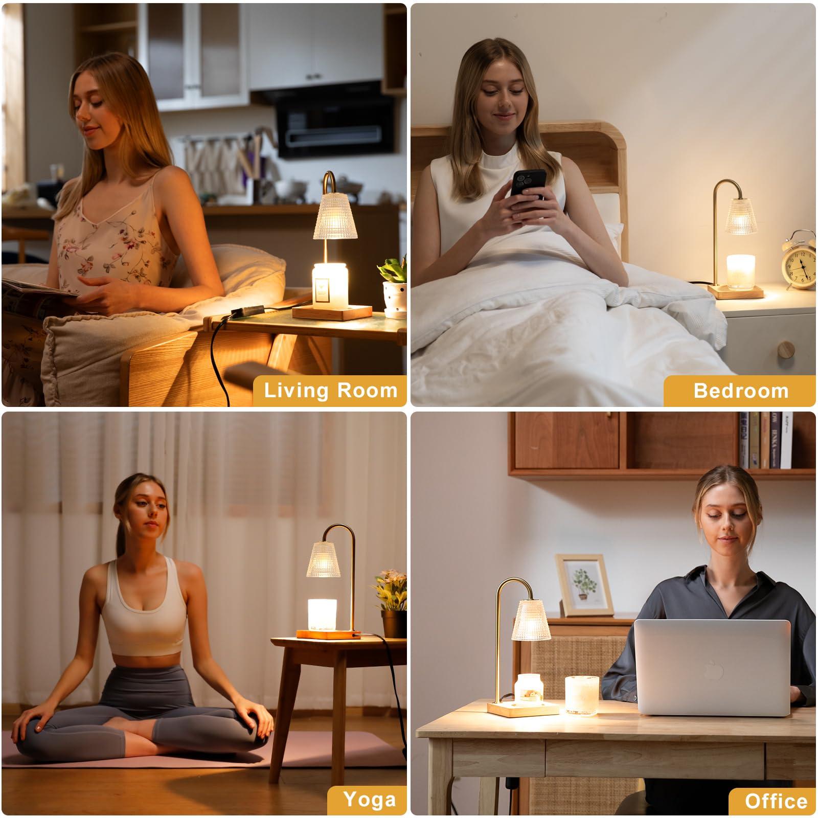 Hong-in Candle Warmer Lamp with Timer Dimmer,Birthday Gifts for Women Mom,House Warming Gifts New Home Room Decor,Wax Warmer for Scented Wax Jar Candles with Unique Dotted Lampshade - Image 6