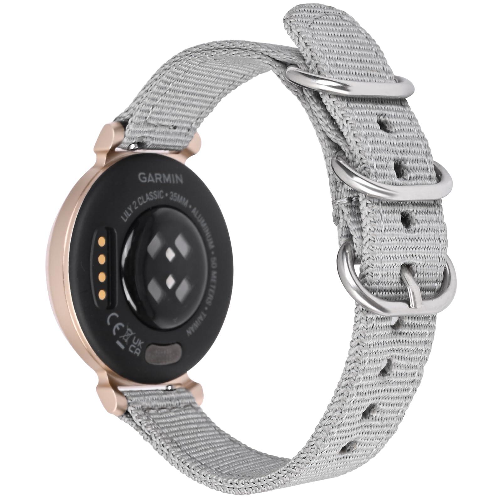 C2D JOY Canvas Nylon Band Compatible with Garmin Lily 2/Lily 2 Active Replacement Band Smart Watch band for Women-Silver Black - Image 2