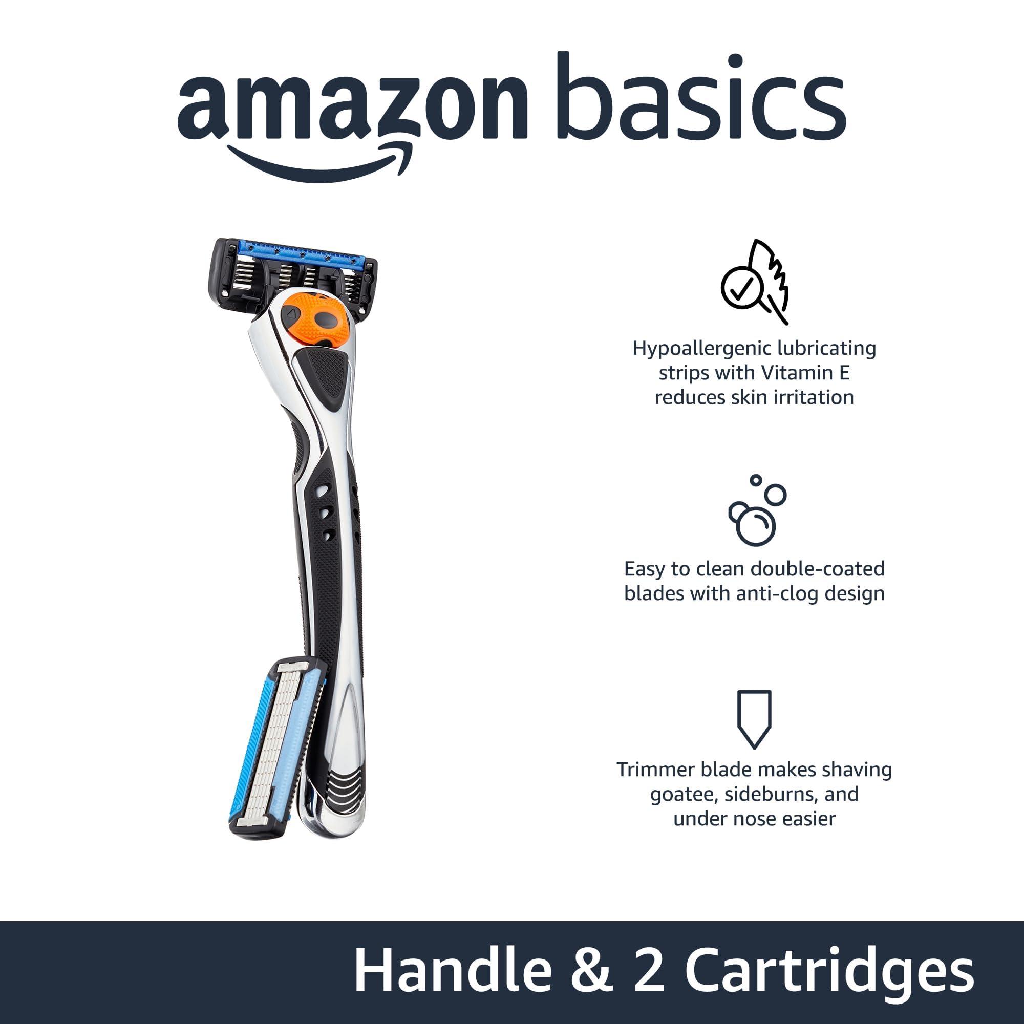 Amazon Basics 5-Blade MotionSphere Razor for Men with Dual Lubrication and Precision Beard Trimmer, Handle & 2 Cartridges (Cartridges fit Amazon Basics Razor Handles only) (Previously Solimo) - Image 2