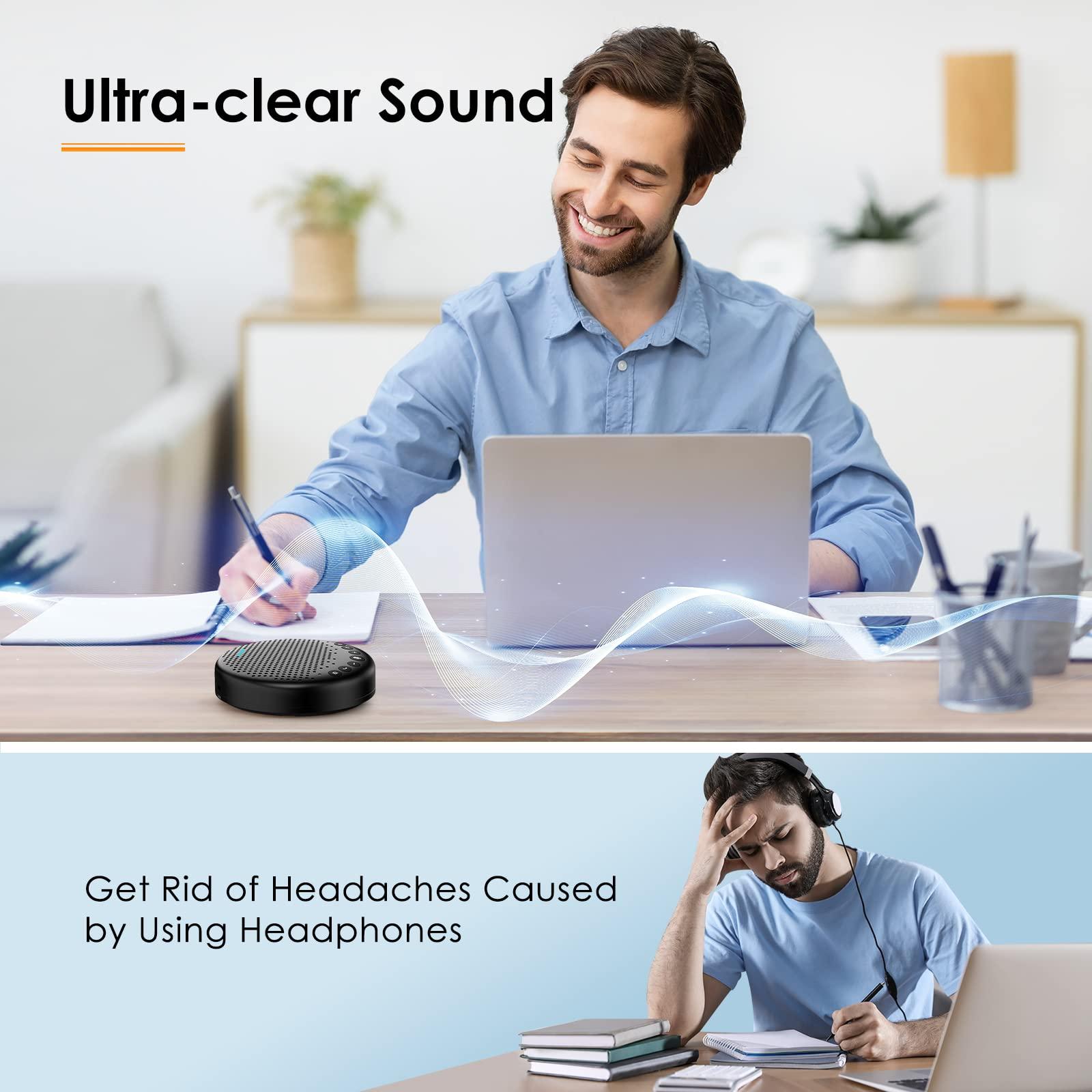 EMEET Conference Speaker and Microphone Luna 360° Voice Pickup w/Noise Reduction/Mute/Indicator USB Bluetooth Speakerphone w/Dongle for 8 People Daisy Chain for 16 Compatible with Leading Software - Image 3