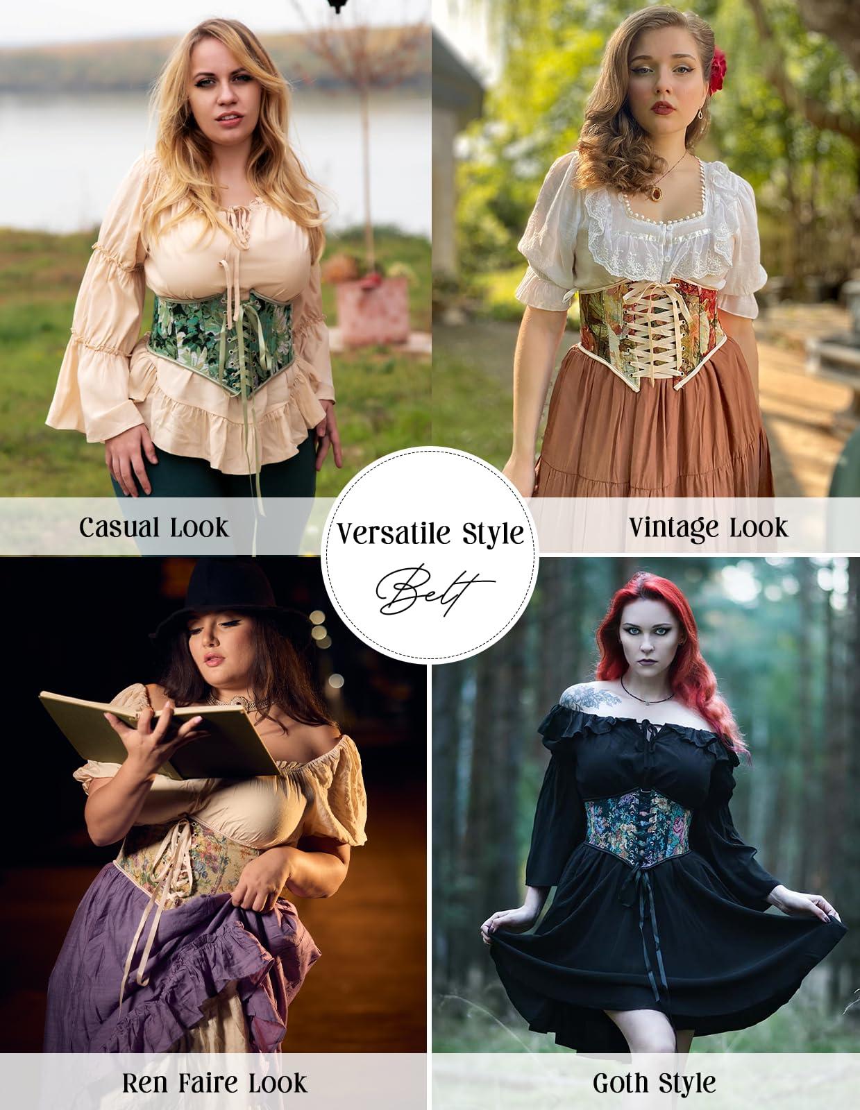 Scarlet Darkness Corset Belt for Women Floral Lace Up Boned Underbust Corset Waist Belts - Image 2