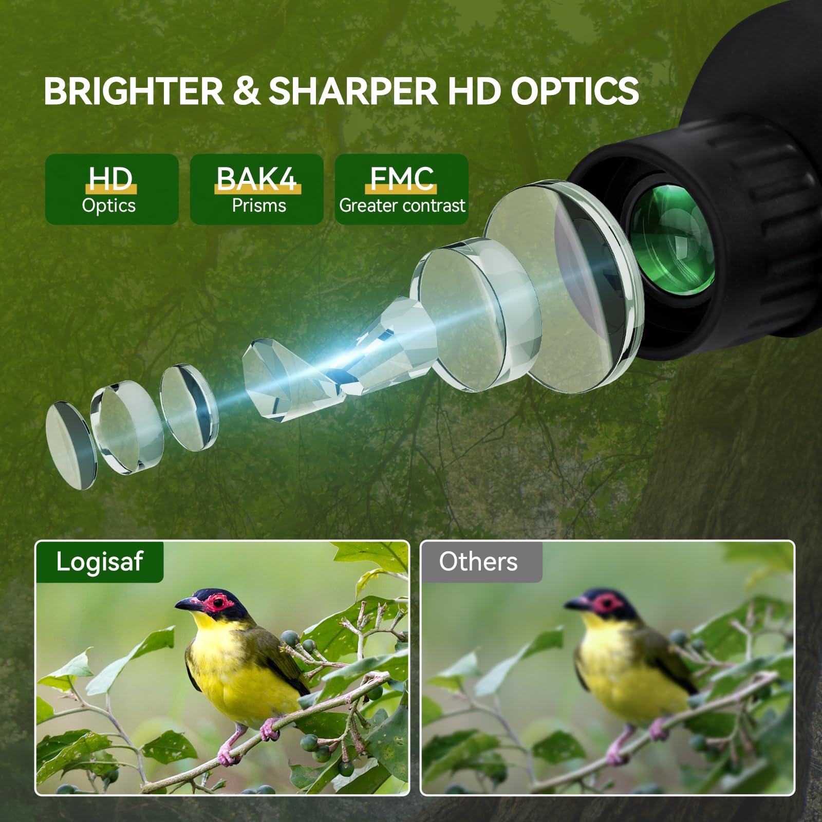 Logisaf Binoculars for Adults and Kids, 10x25 Small Compact Binoculars with Low Light Vision, Easy Focus Hunting for Bird Watching, Waterproof, Hiking Essentials & Travel Companion - Image 3