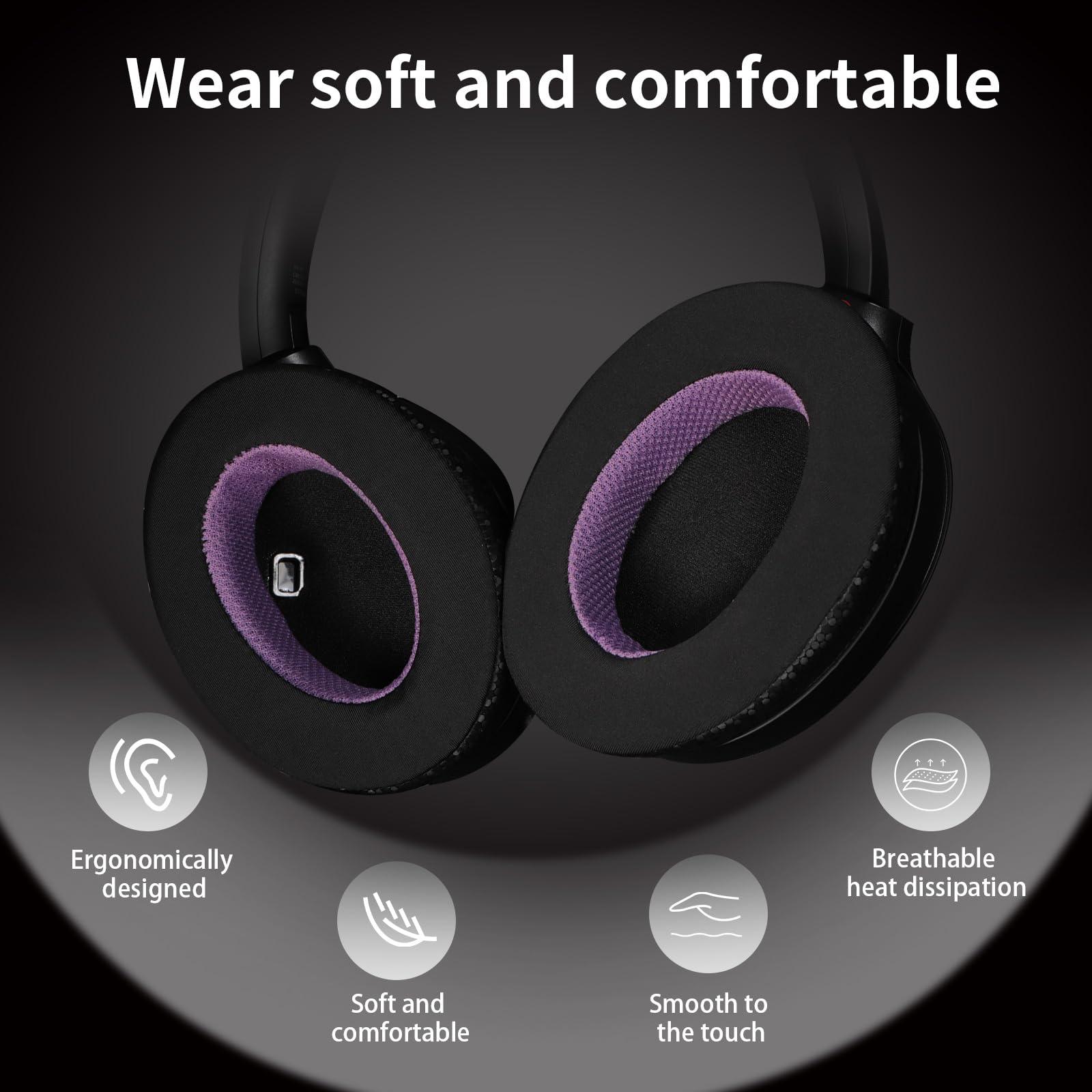 Jomwag Magic Ice Gel Replacement Earpads for Sony WH-1000XM4 – Black/Purple Cooling Cushions - Image 5