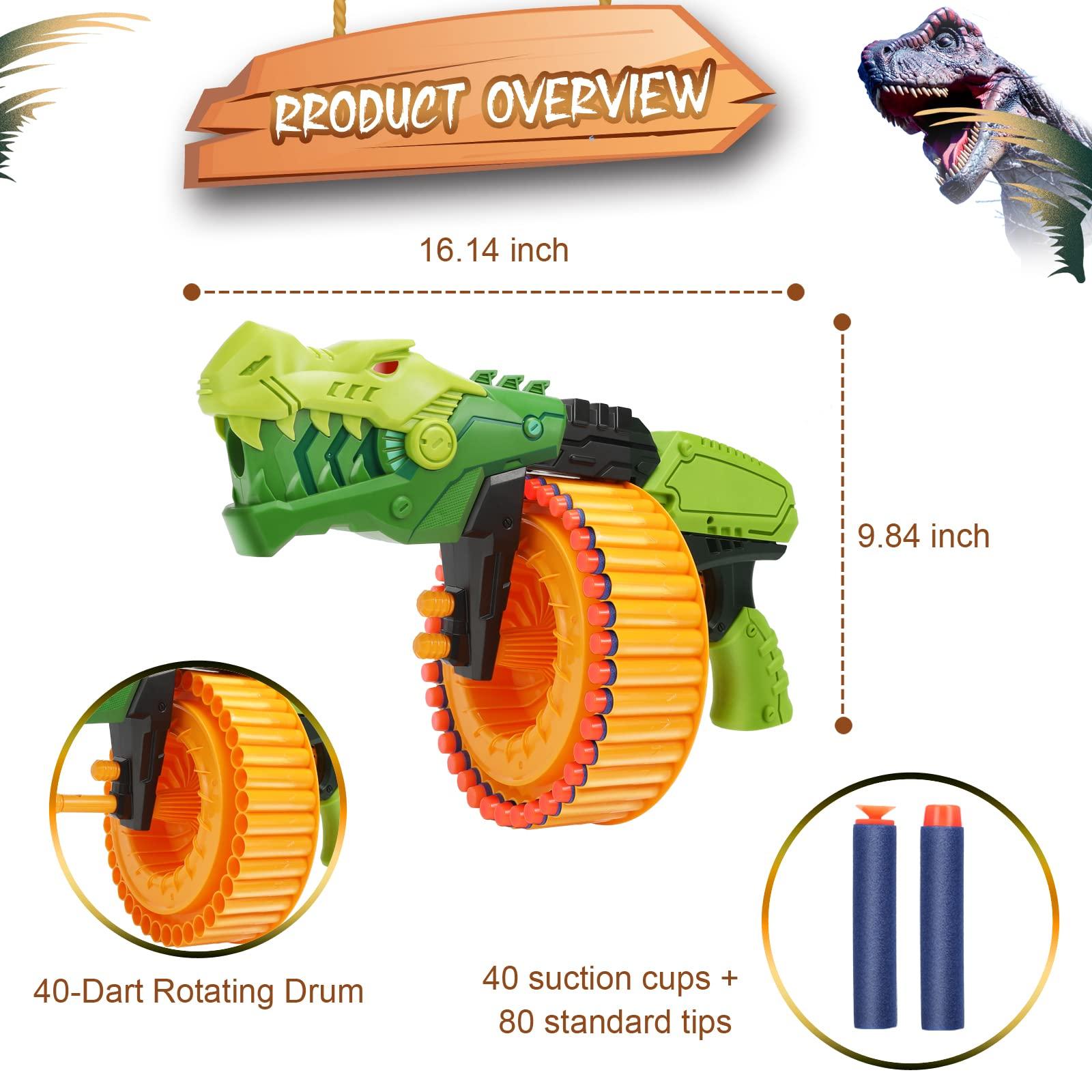 Toy Gun Toy Foam Blasters with 120 Foam Bullets, 40-Dart Rotating Drum, Foam Dart Gun Shooting Game for Indoor Outdoor Activity, Dinosaur Toys Birthday Xmas Gifts for Kids, Teens, Adults 6+ - Image 3