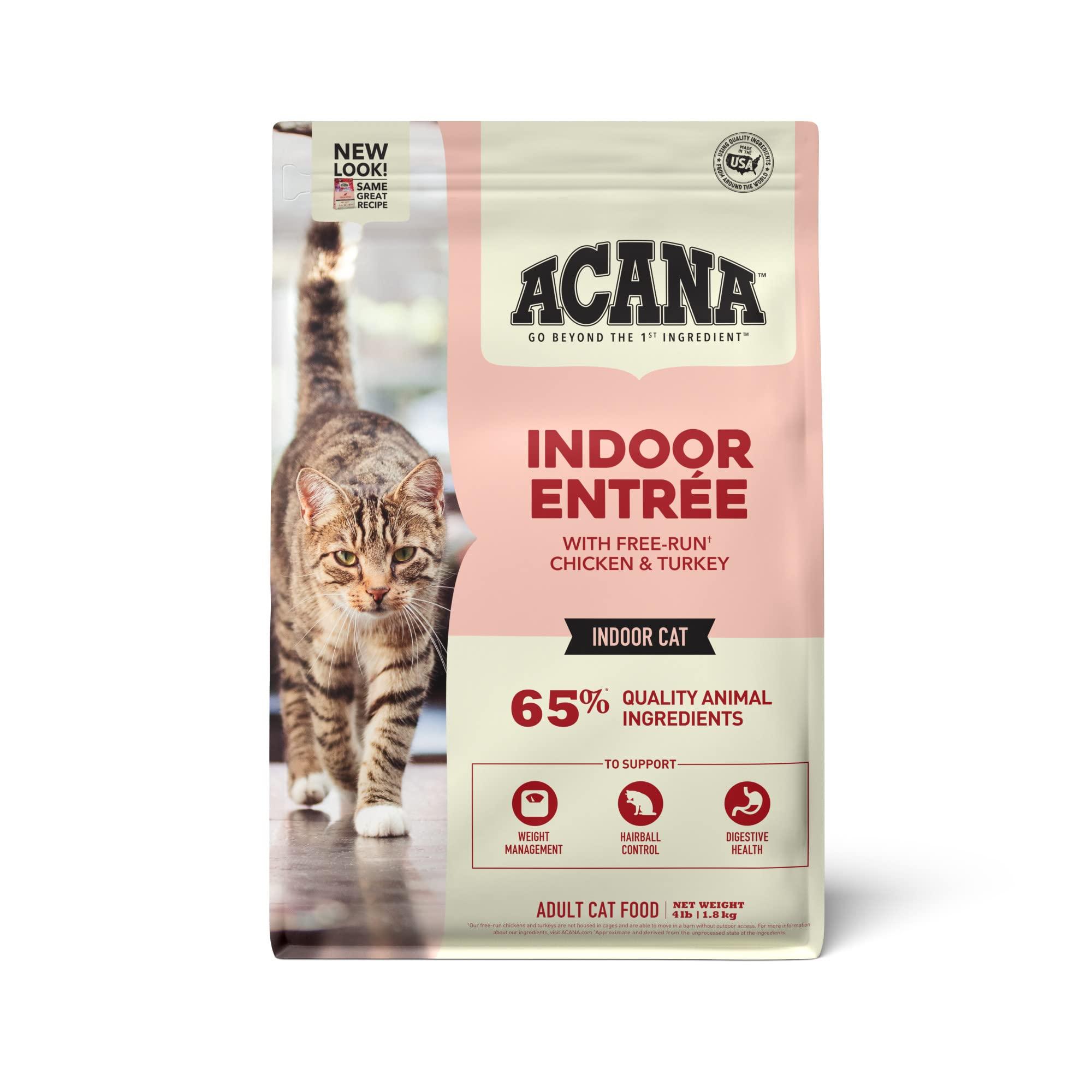 ACANA Indoor Entree Dry Cat Food, Free Run Chicken and Turkey Recipe, 4 lb - Image 1