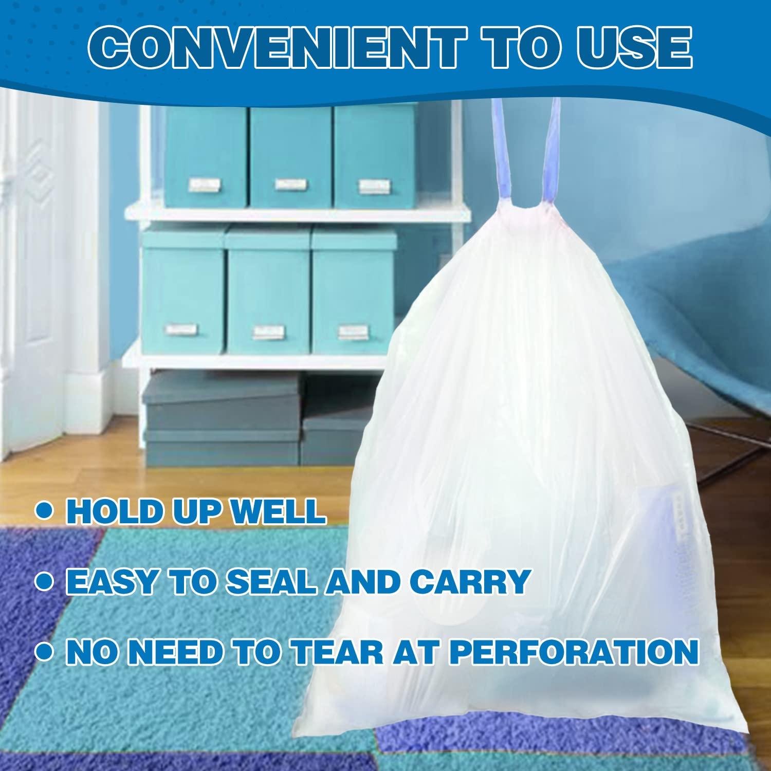 T.FORING 8 Gallon Trash Bags Drawstring 1.2 Mil - 100 Count White Medium Garbage Bags Unscented, 30 Liter Thick Plastic Trash Can Liners for Home Kitchen Bathroom - Image 5